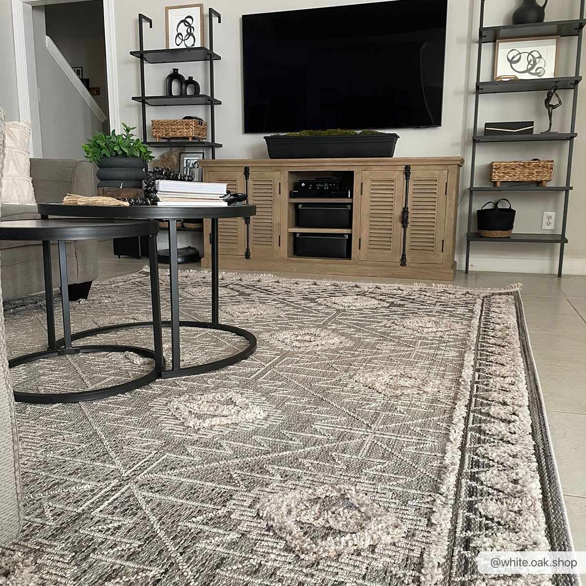 Flat woven Silver, Gray and Beige Geometrical Texture Area Rug - Image 13