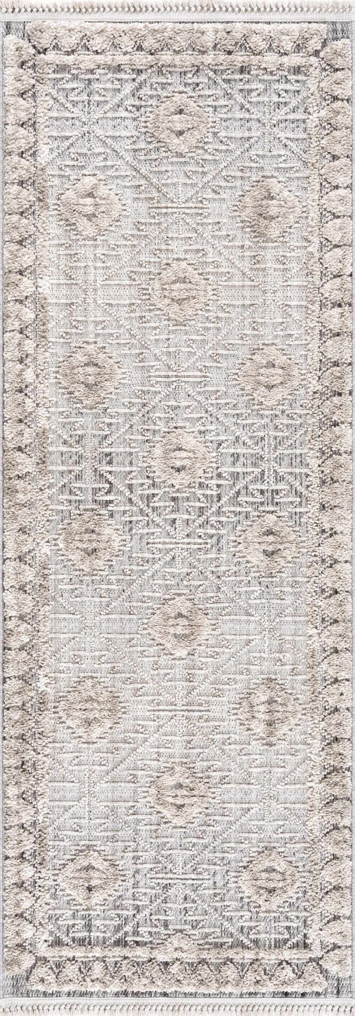 Flat woven Silver, Gray and Beige Geometrical Texture Area Rug - Image 17