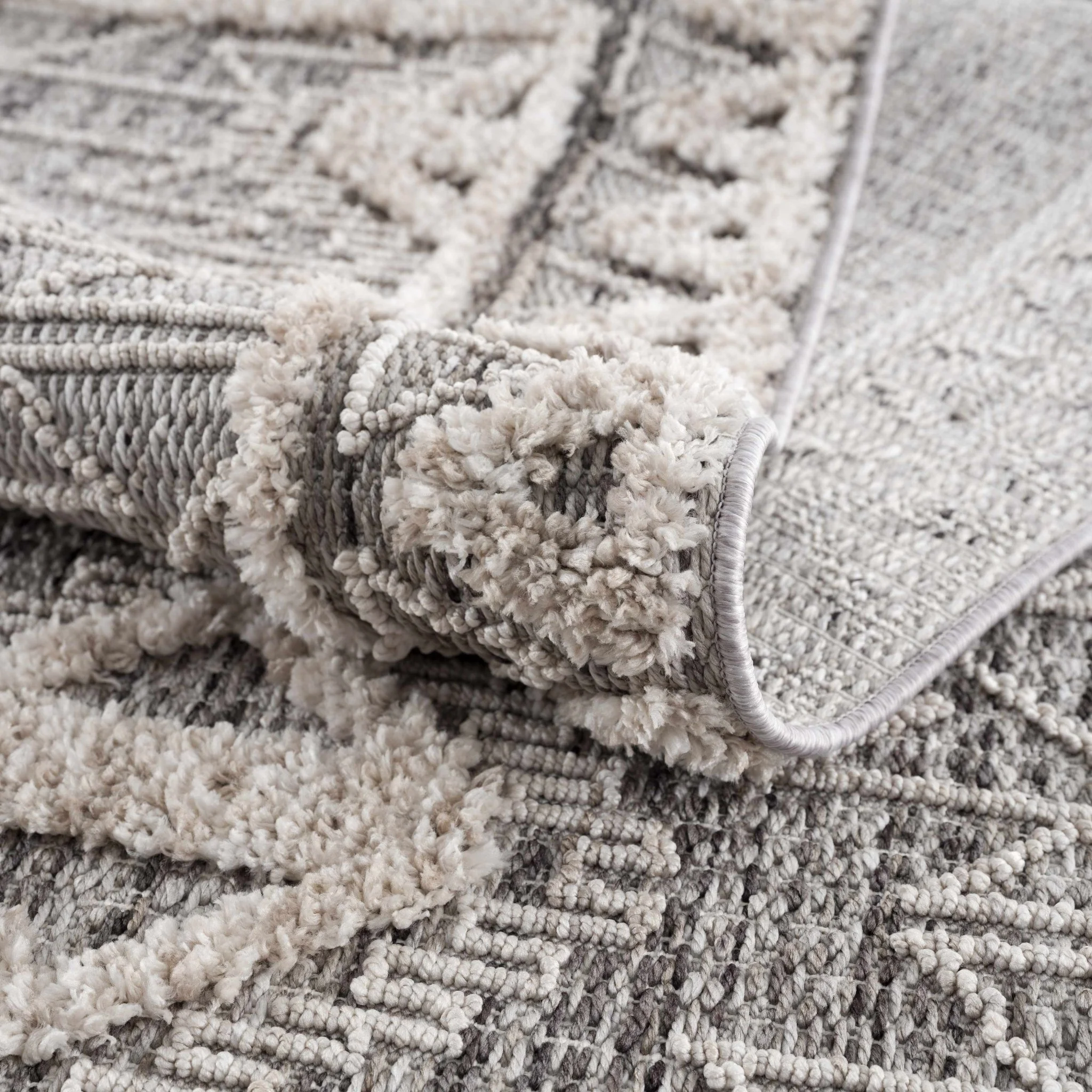 Flat woven Silver, Gray and Beige Geometrical Texture Area Rug - Image 20