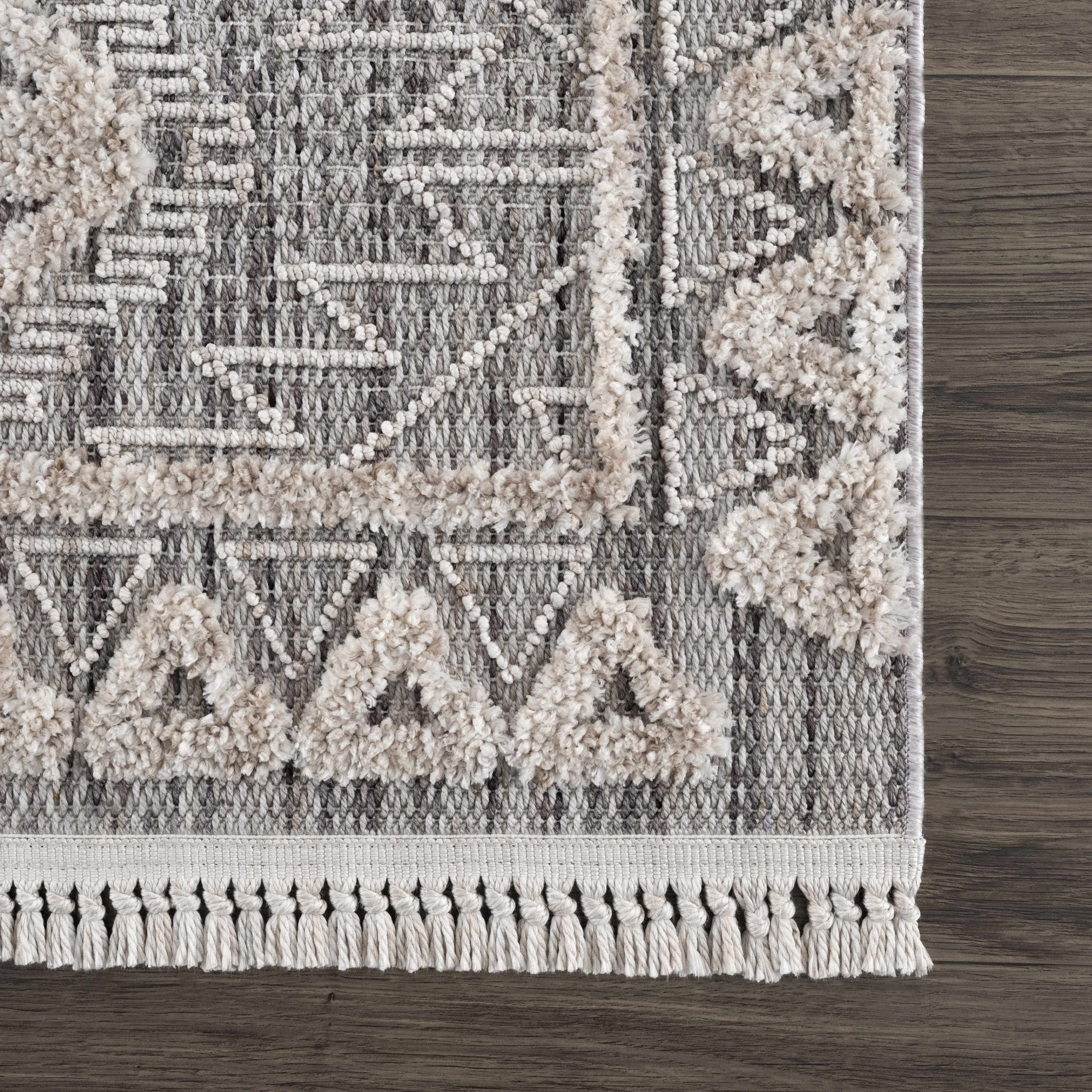 Flat woven Silver, Gray and Beige Geometrical Texture Area Rug - Image 23