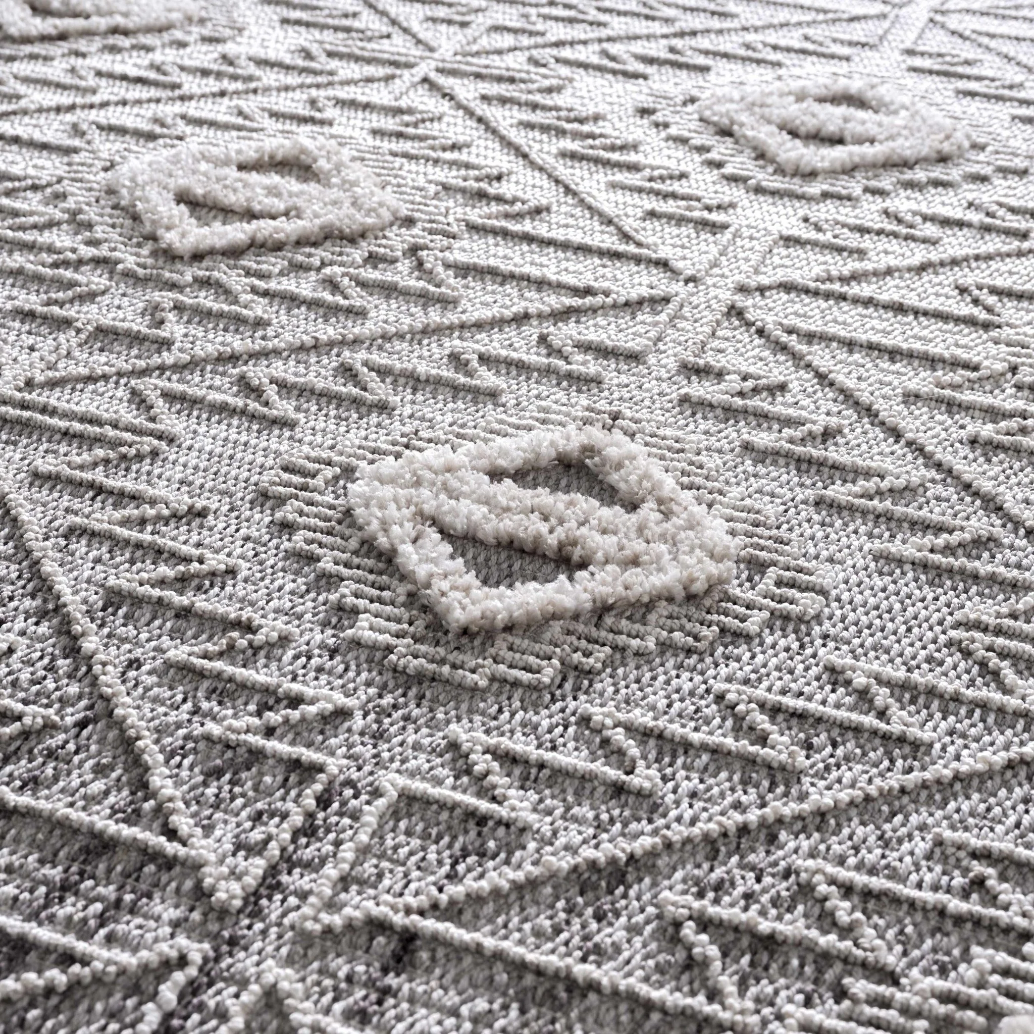 Flat woven Silver, Gray and Beige Geometrical Texture Area Rug - Image 26
