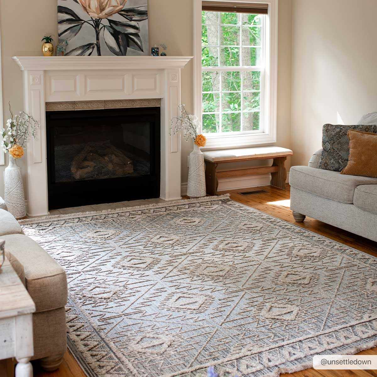 Flat woven Silver, Gray and Beige Geometrical Texture Area Rug - Image 3