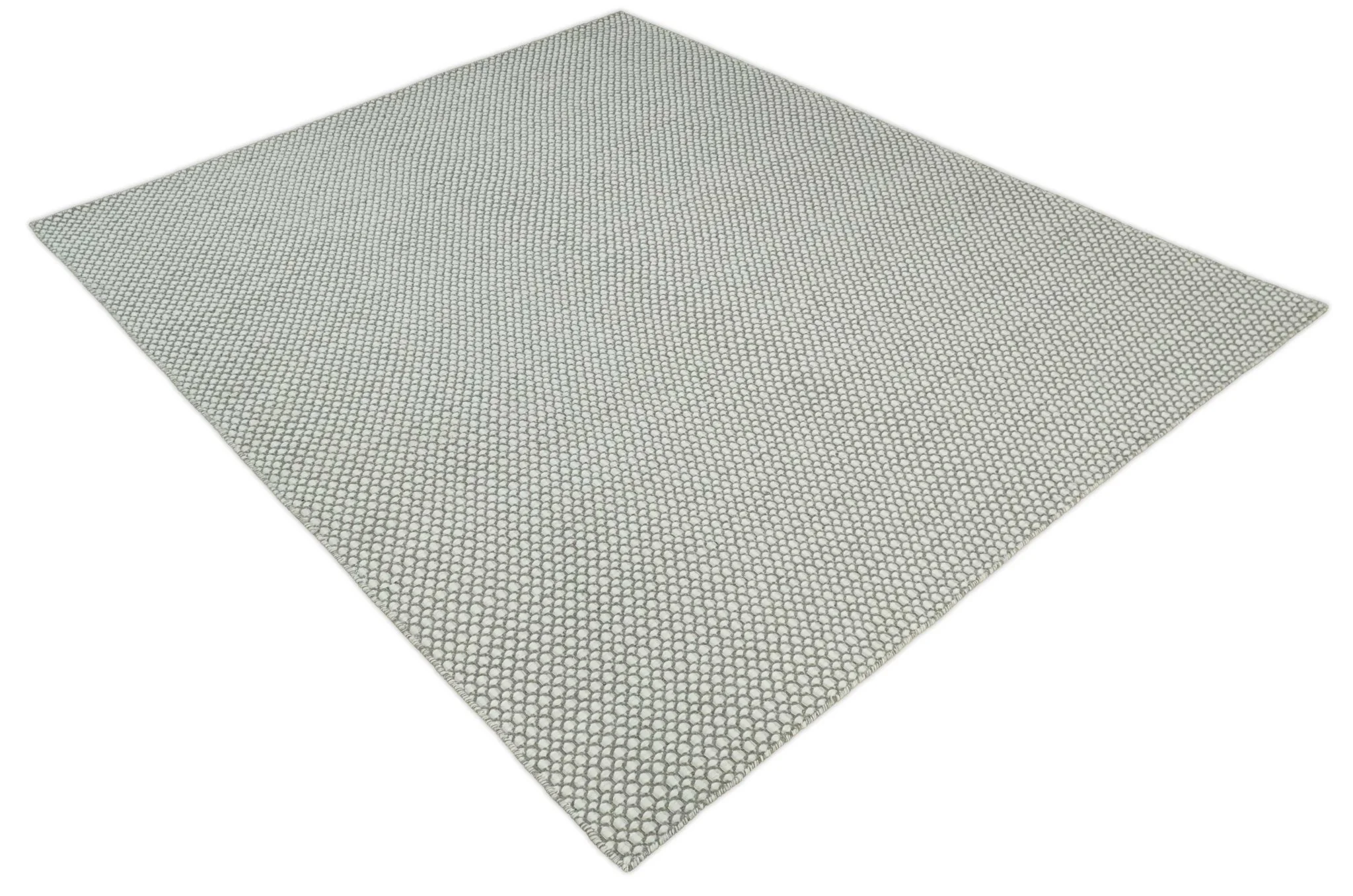 Flatwoven Dhurrie 8x10 and 9x12 Modern Checkered Gray and Ivory Wool Area Rug, Layering Rug | TRDCP832 - Image 10