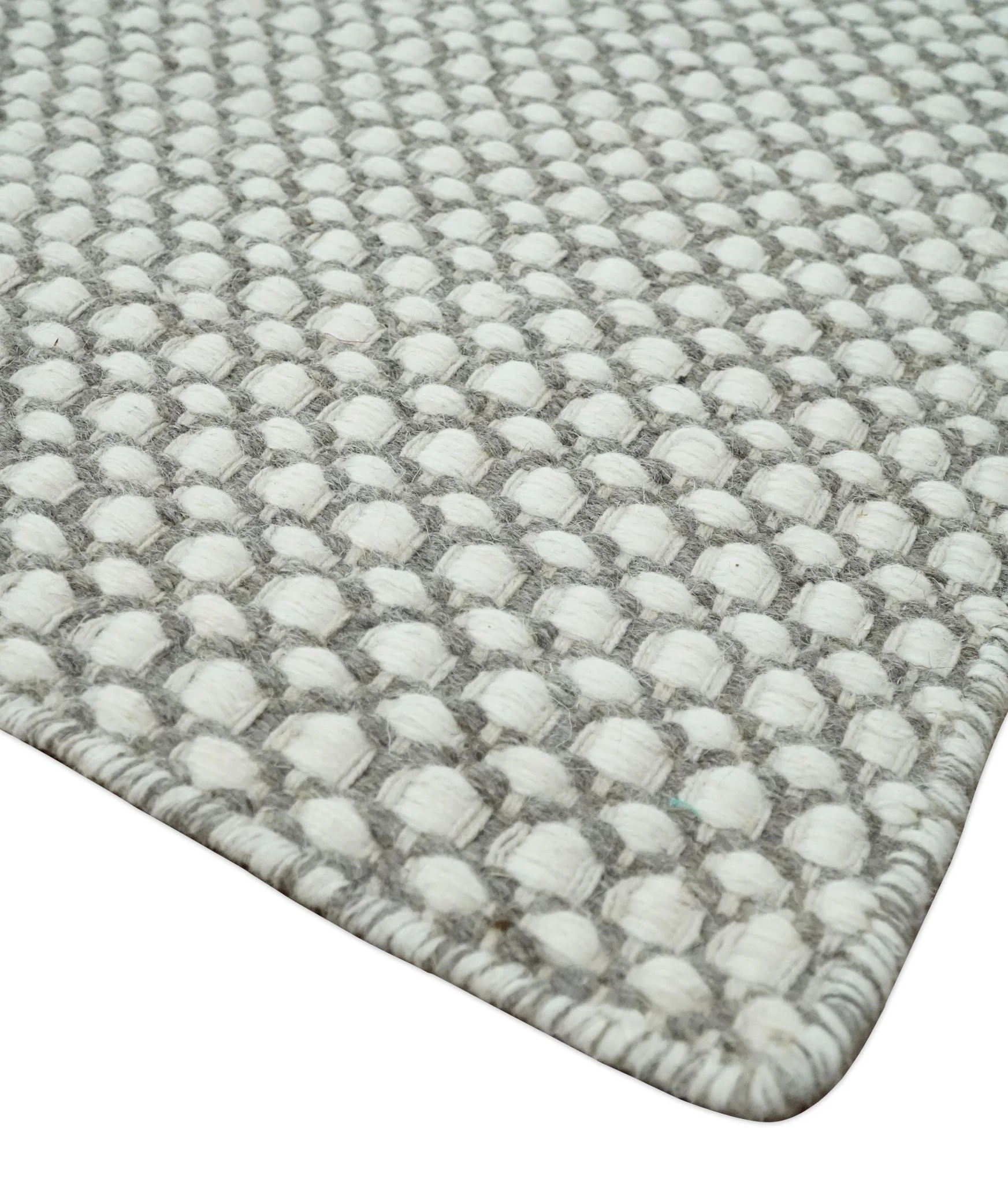 Flatwoven Dhurrie 8x10 and 9x12 Modern Checkered Gray and Ivory Wool Area Rug, Layering Rug | TRDCP832 - Image 3