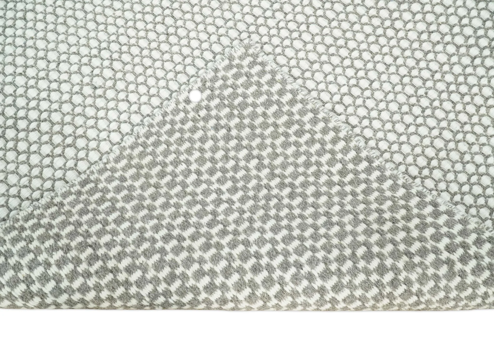 Flatwoven Dhurrie 8x10 and 9x12 Modern Checkered Gray and Ivory Wool Area Rug, Layering Rug | TRDCP832 - Image 7