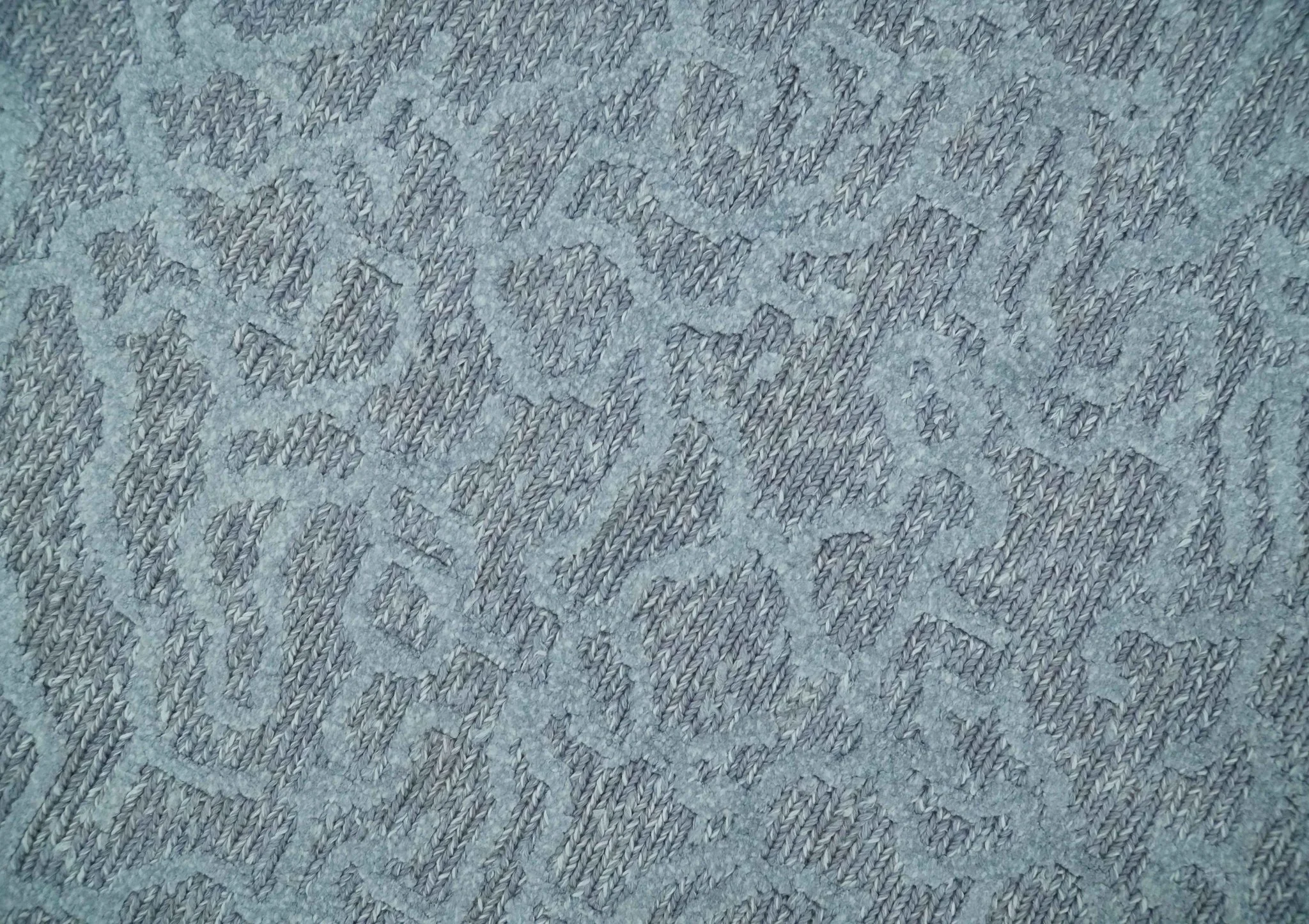 Flatwoven 8x10 Hand Made Silver Modern Minimalist Art Silk and Wool Rug - Image 4