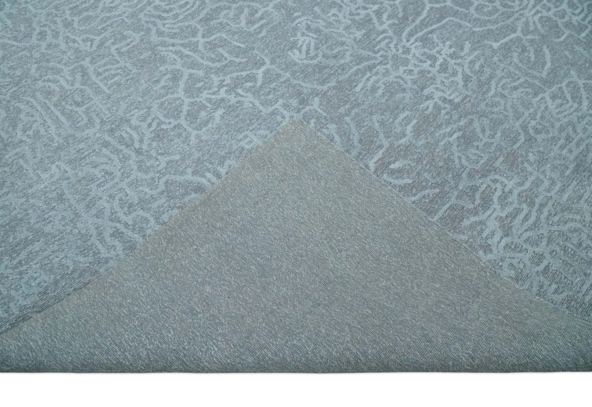 Flatwoven 8x10 Hand Made Silver Modern Minimalist Art Silk and Wool Rug - Image 7