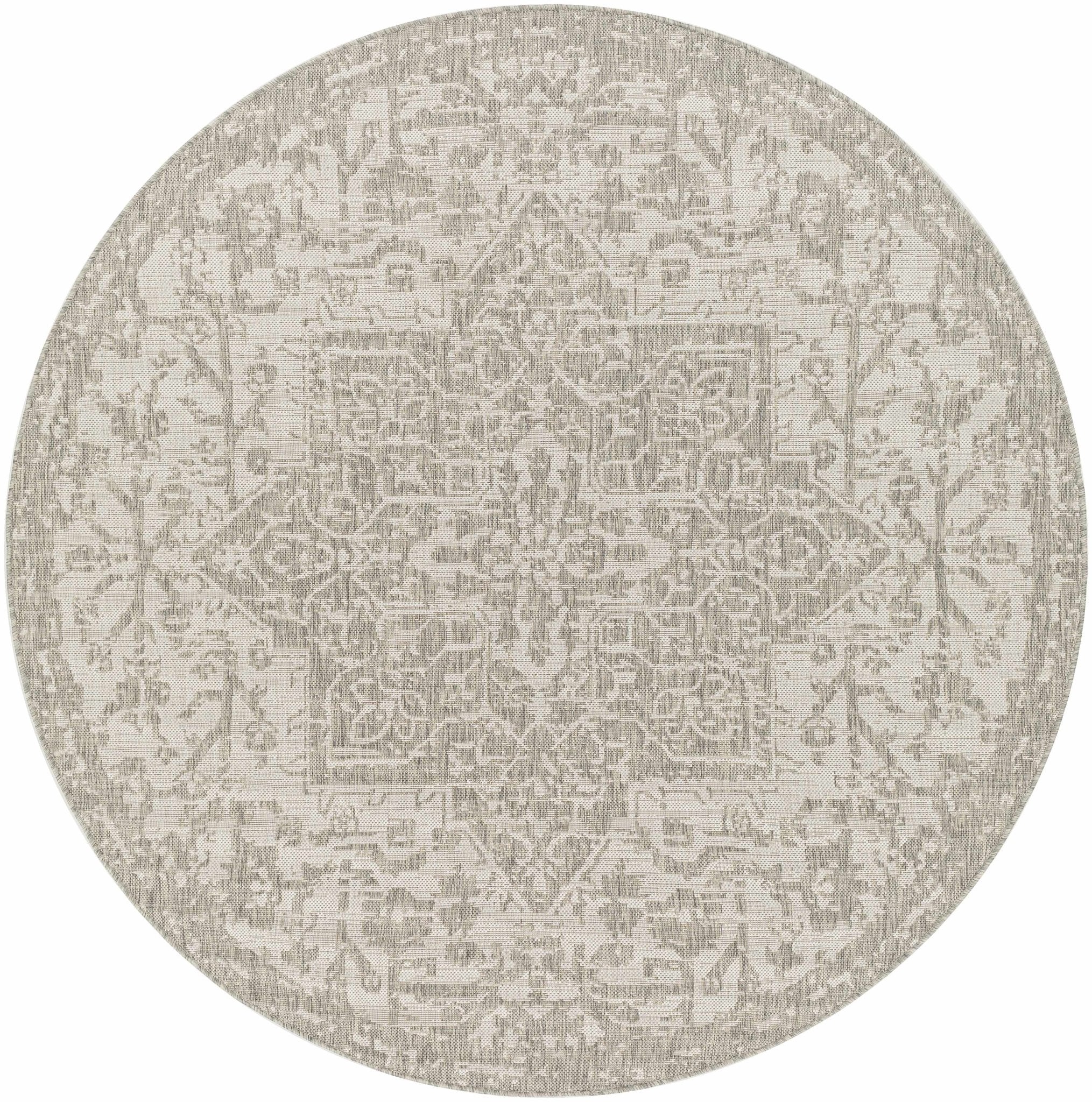 Ivory and Beige Traditional Medallion Design indoor and outdoor Area Rug - Image 10