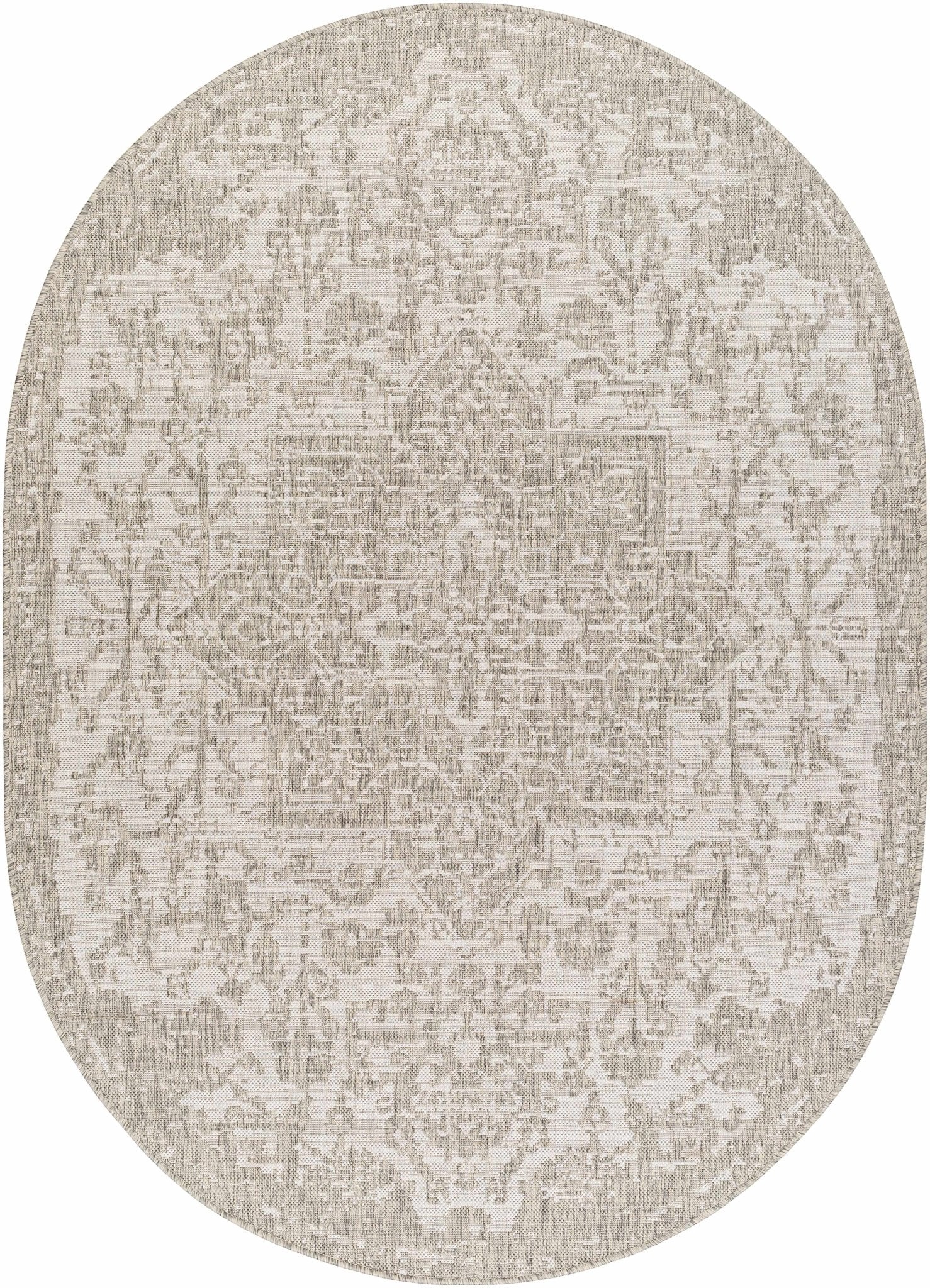 Ivory and Beige Traditional Medallion Design indoor and outdoor Area Rug - Image 17