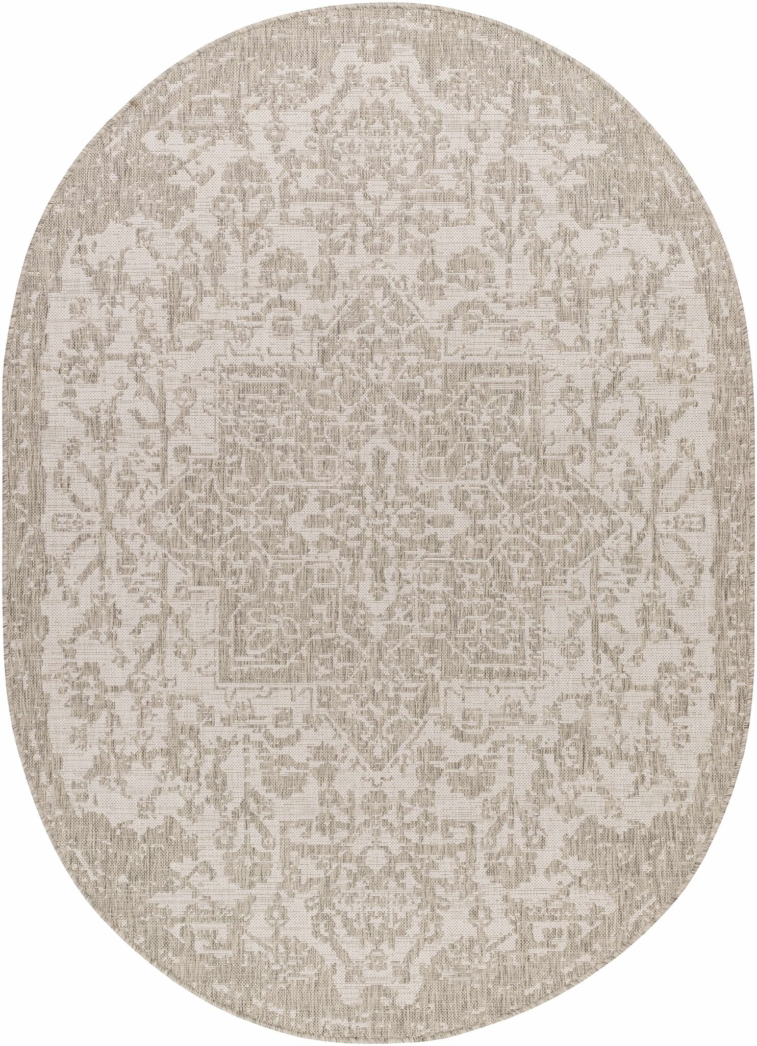 Ivory and Beige Traditional Medallion Design indoor and outdoor Area Rug - Image 18