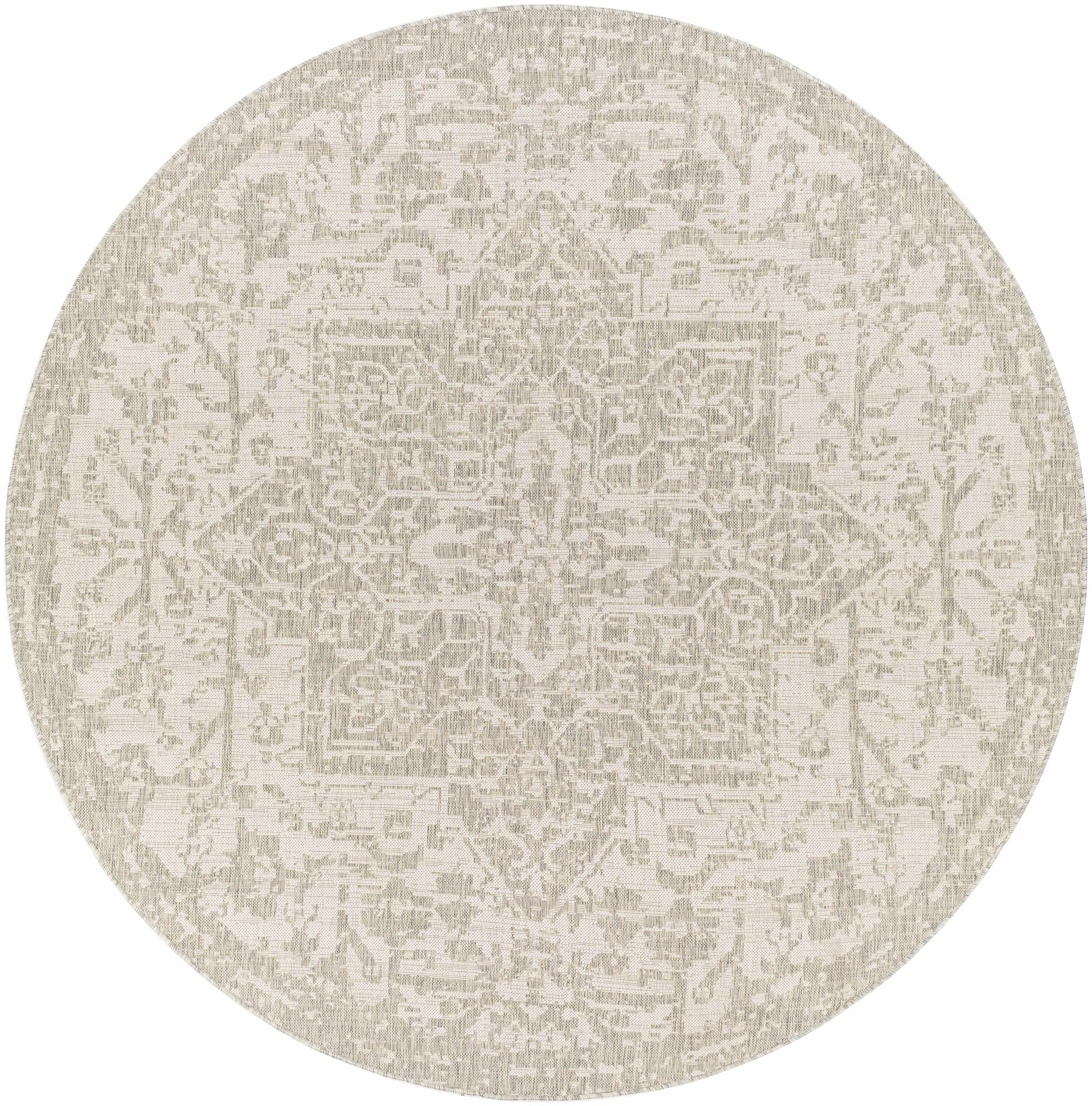 Ivory and Beige Traditional Medallion Design indoor and outdoor Area Rug - Image 8