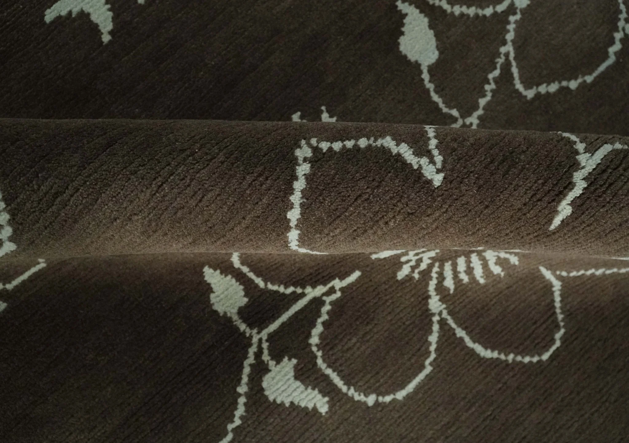 Floral 6x7.6 Brown and Ivory Hand Knotted Wool Area Rug - Image 6