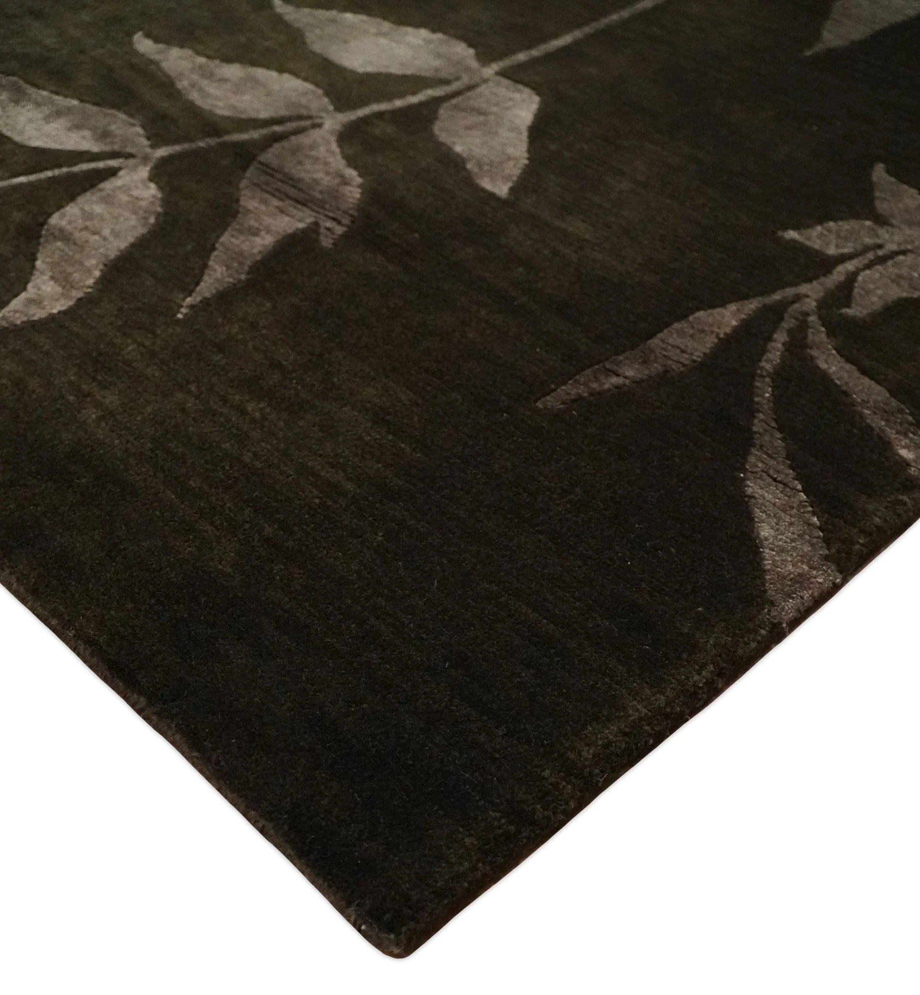 Floral 6x8 Dark Brown and Copper Wool and Silk Hand Woven Rug | HL7 - Image 4