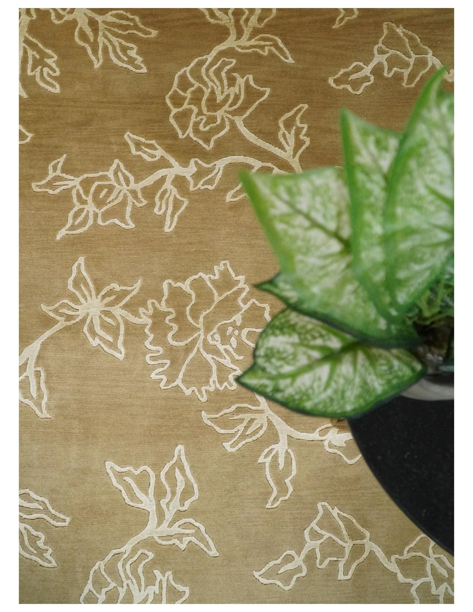 Contemporary Floral 6x8 Brown and Ivory Wool Hand Woven Rug | HL6 - Image 9
