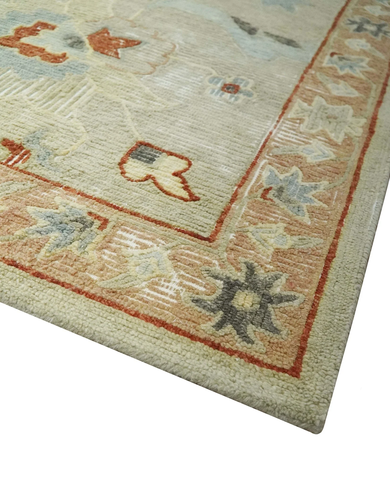 Traditional Floral 8x10 Beige Hand Tufted Oriental distressed wool area rug - Image 5