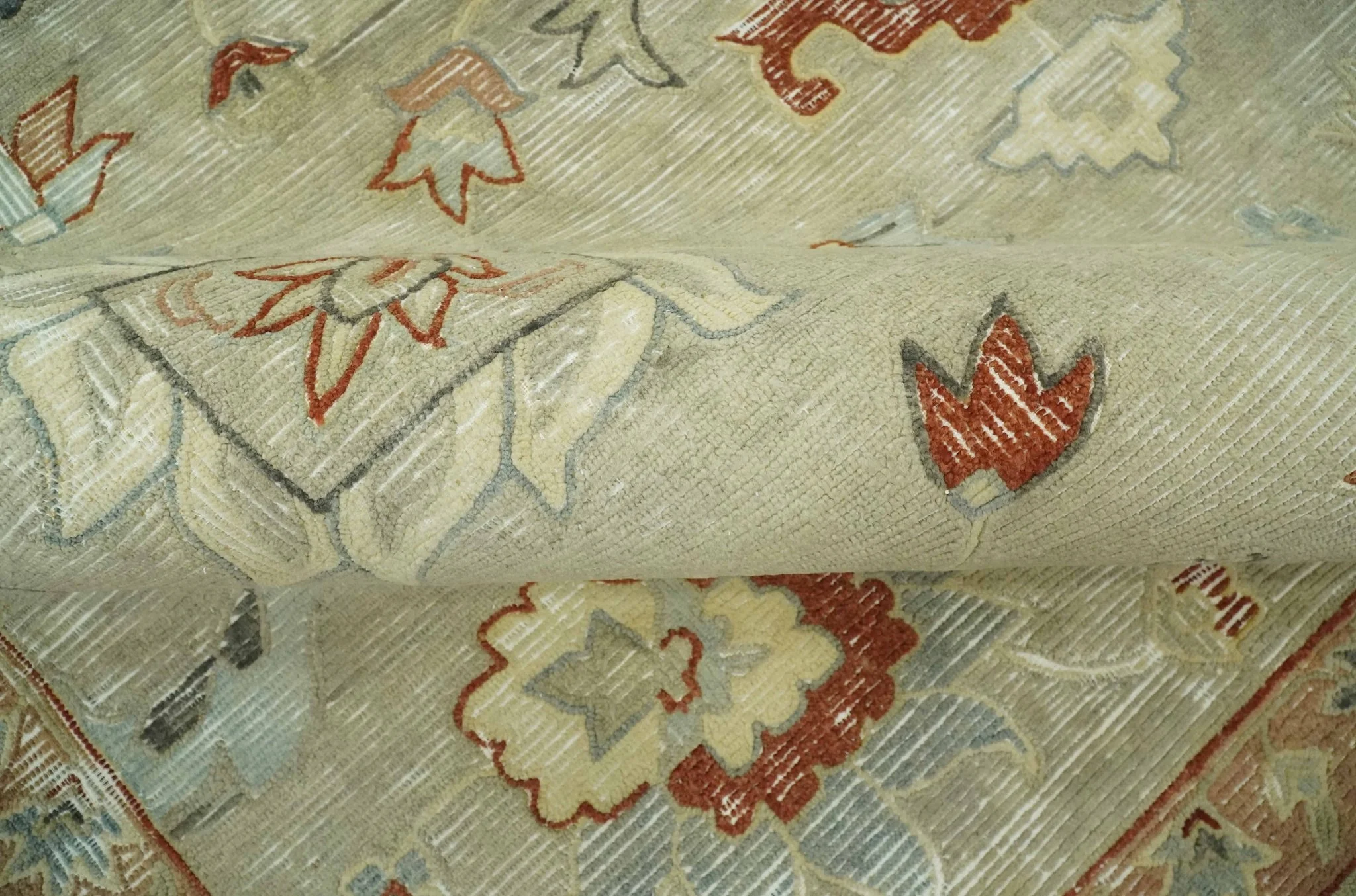 Traditional Floral 8x10 Beige Hand Tufted Oriental distressed wool area rug - Image 6