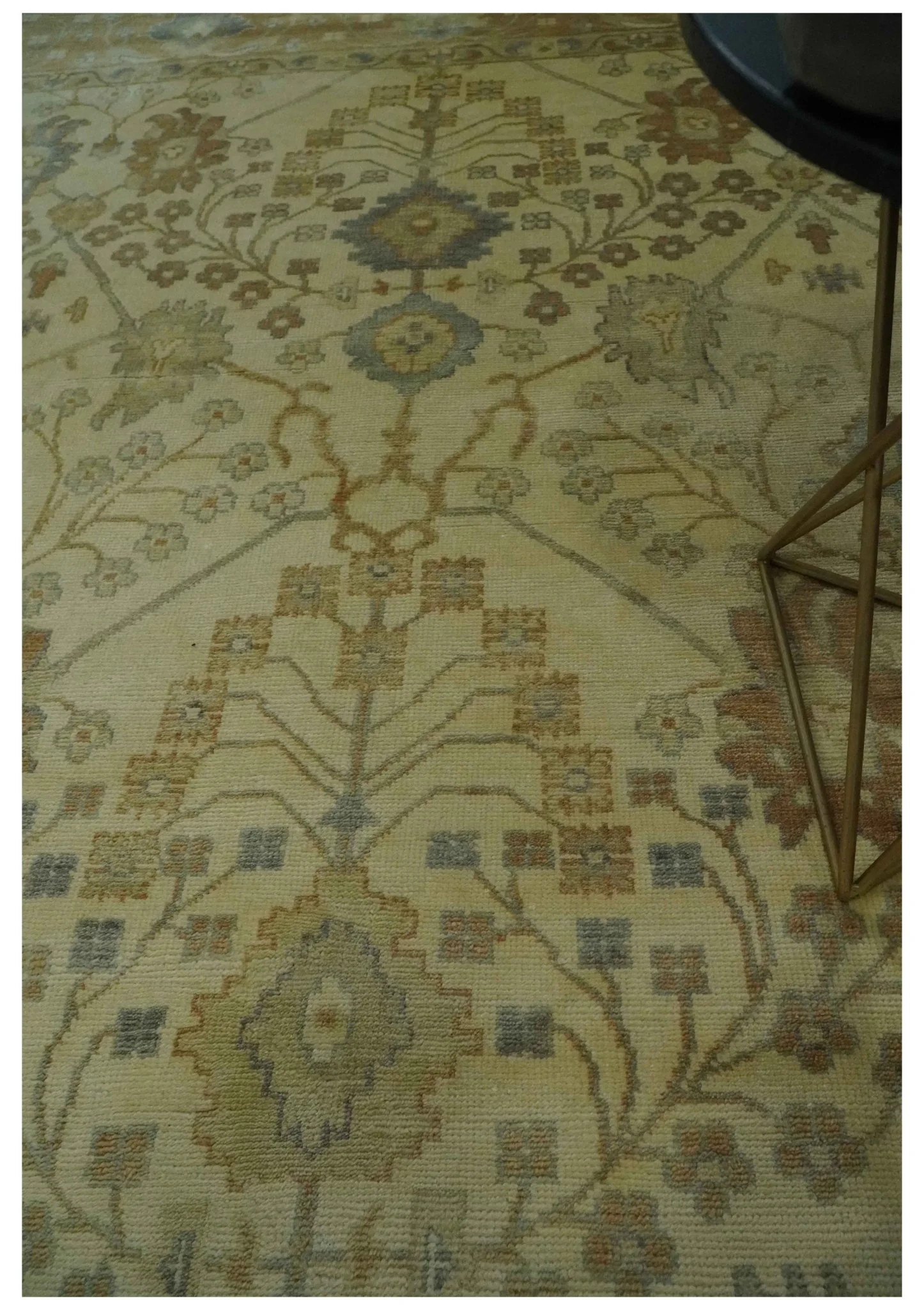 Antique Floral Beige, Olive and Rust Hand knotted Oriental Oushak 8x10 wool Area rug - Image 2