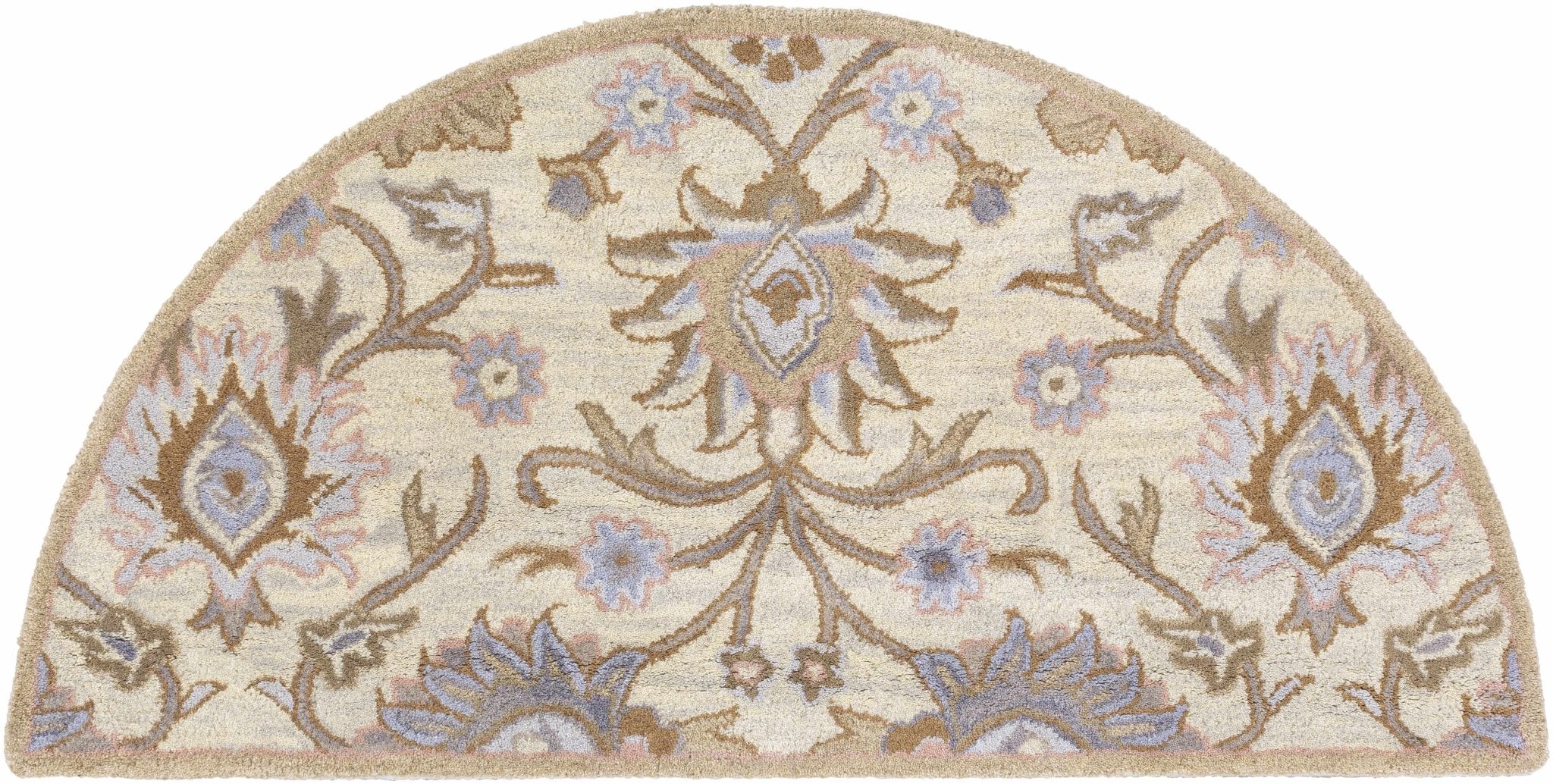 Floral Beige, Tan, Violet and Brown Traditional Hand Tufted wool area Rug - Image 12