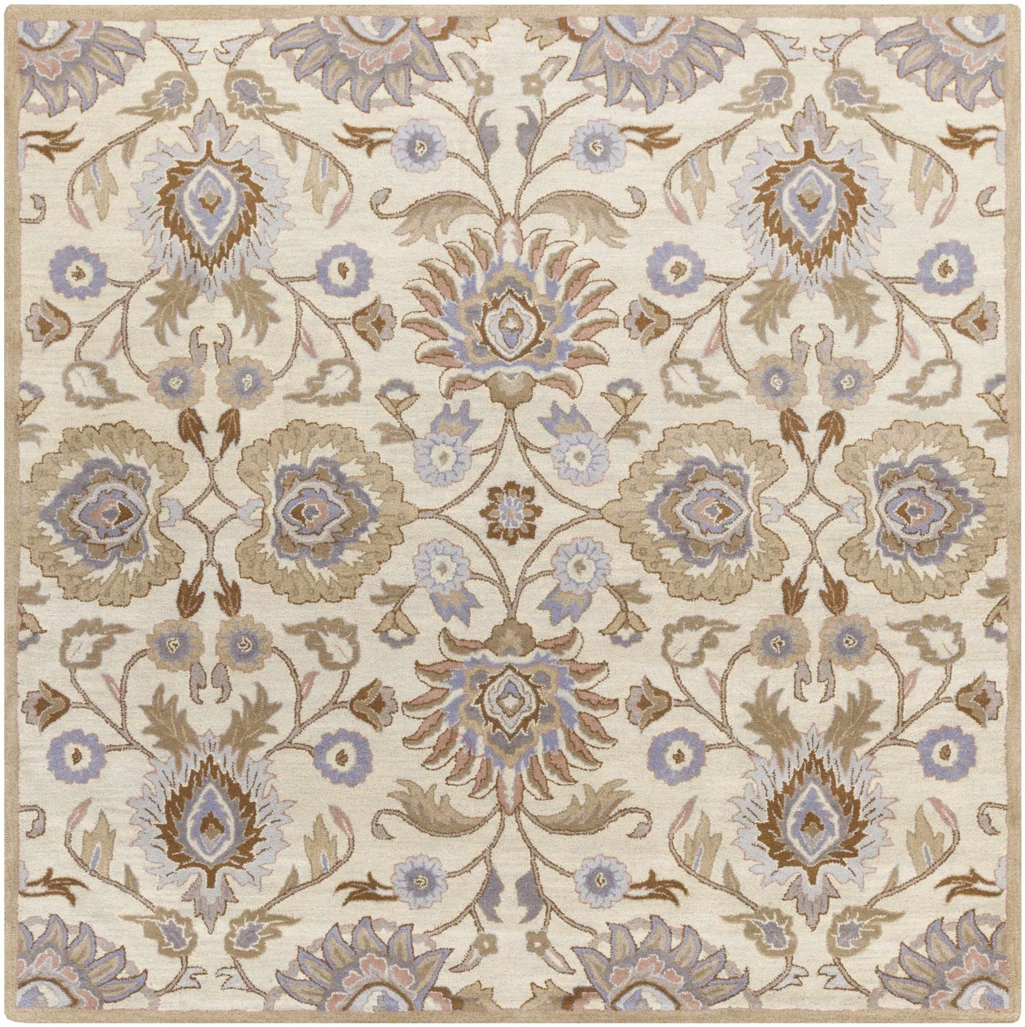 Floral Beige, Tan, Violet and Brown Traditional Hand Tufted wool area Rug - Image 16