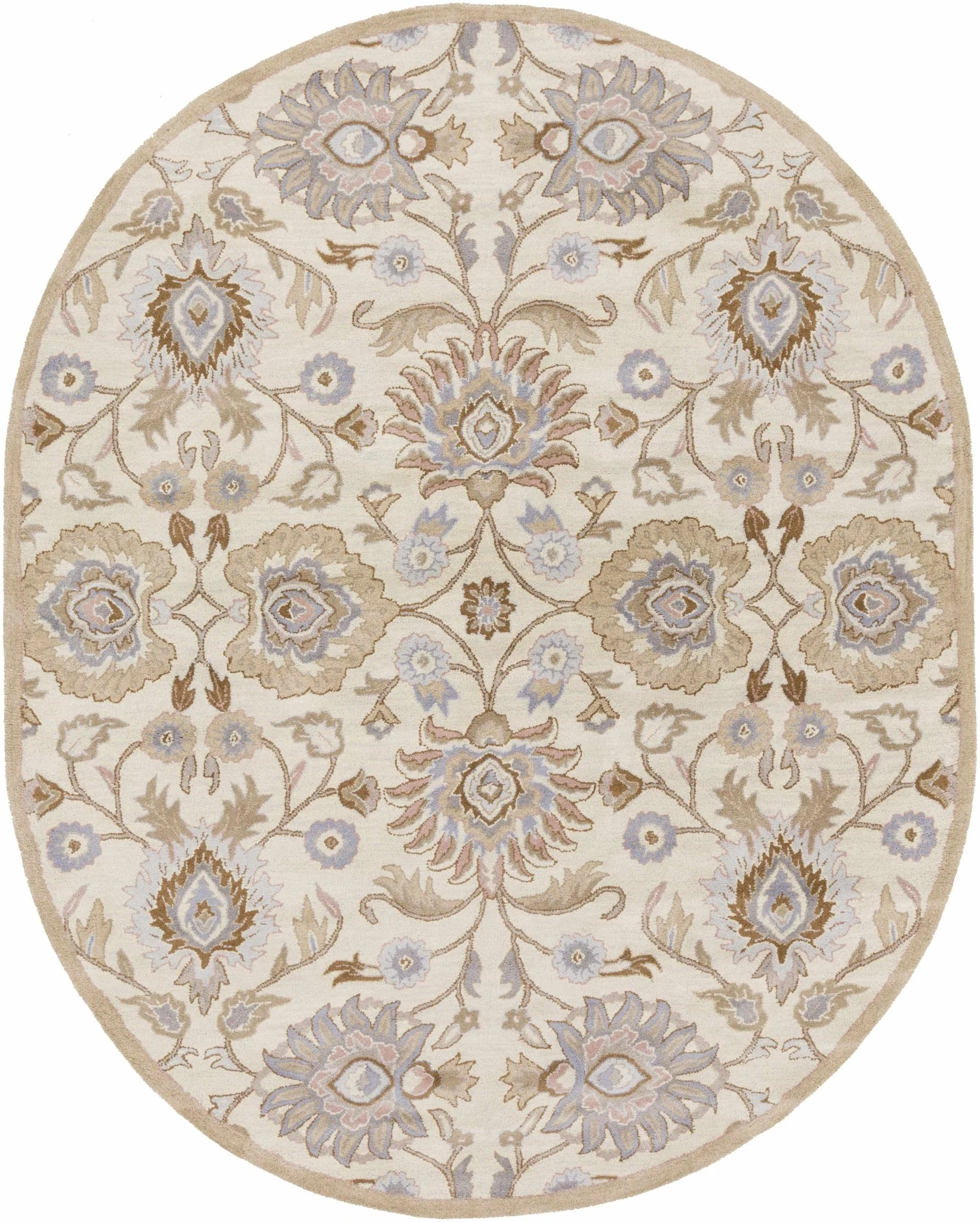Floral Beige, Tan, Violet and Brown Traditional Hand Tufted wool area Rug - Image 18