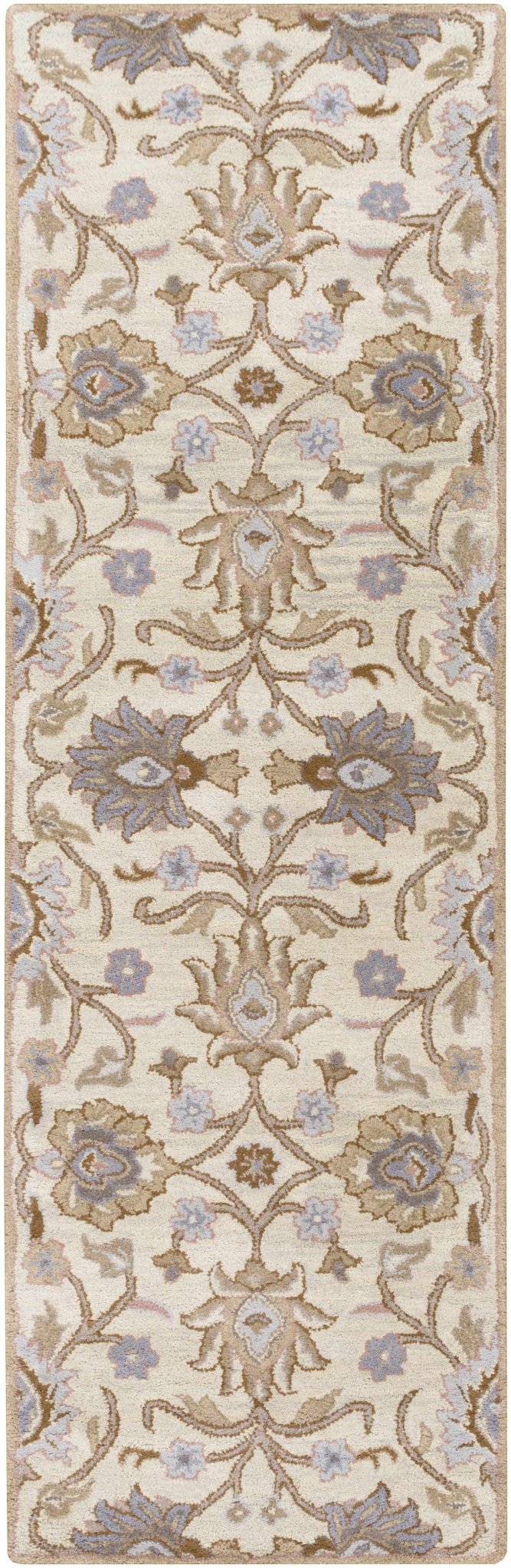 Floral Beige, Tan, Violet and Brown Traditional Hand Tufted wool area Rug - Image 8