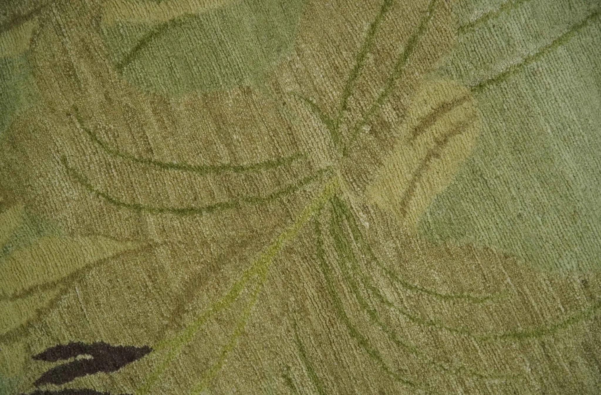 Traditional Floral Block Design Green, Brown and Rust Hand knotted 5x8 Indoor wool Area Rug - Image 4