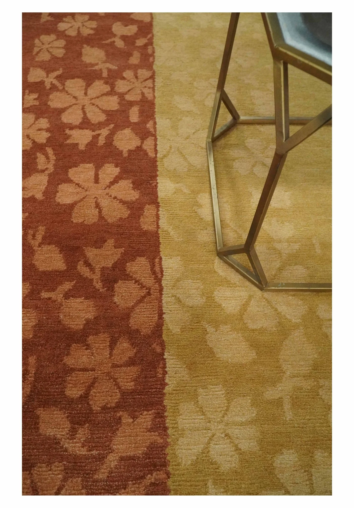 Traditional Floral Brown and Gold Hand knotted 4x6 wool Area Rug - Image 2