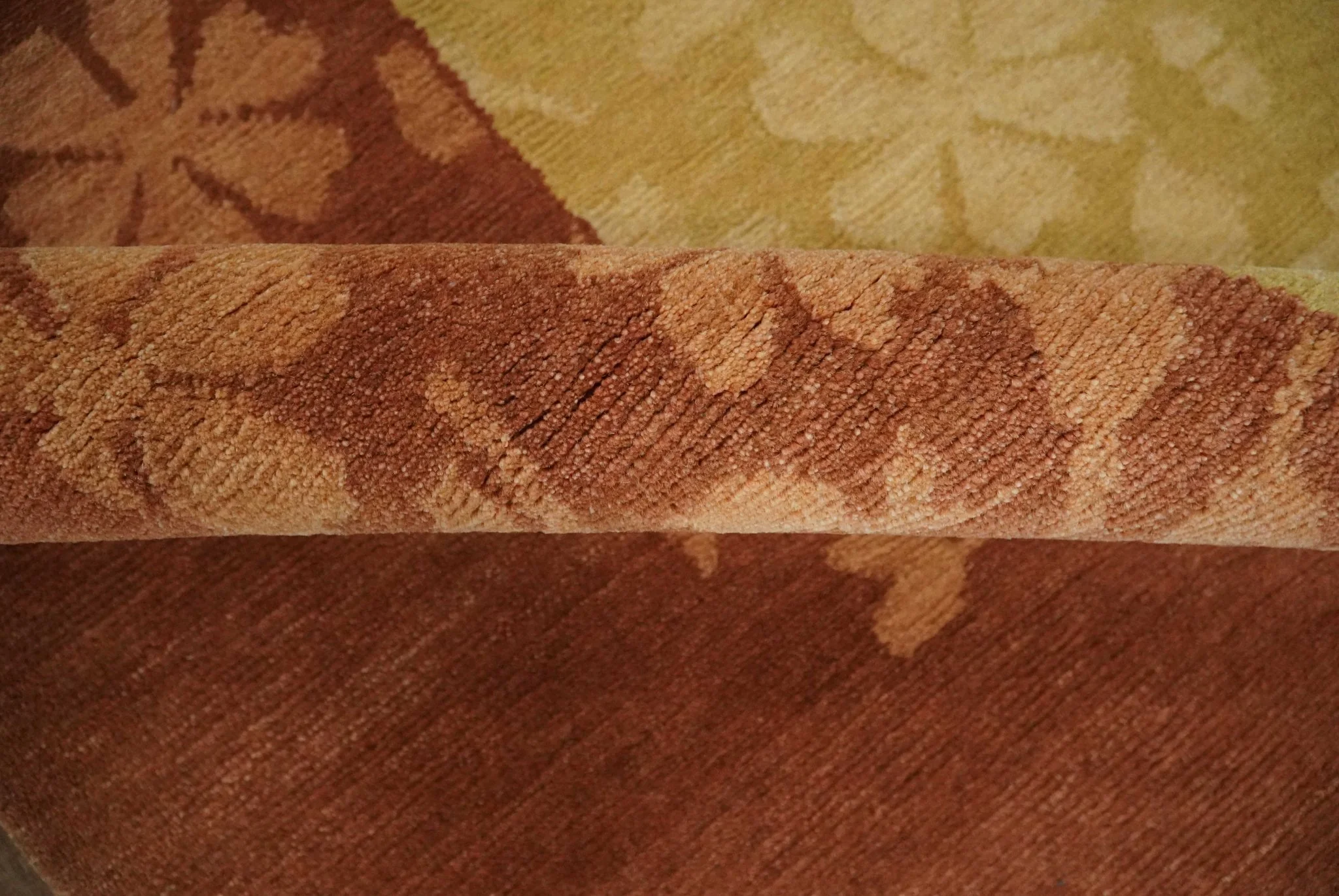 Traditional Floral Brown and Gold Hand knotted 4x6 wool Area Rug - Image 5