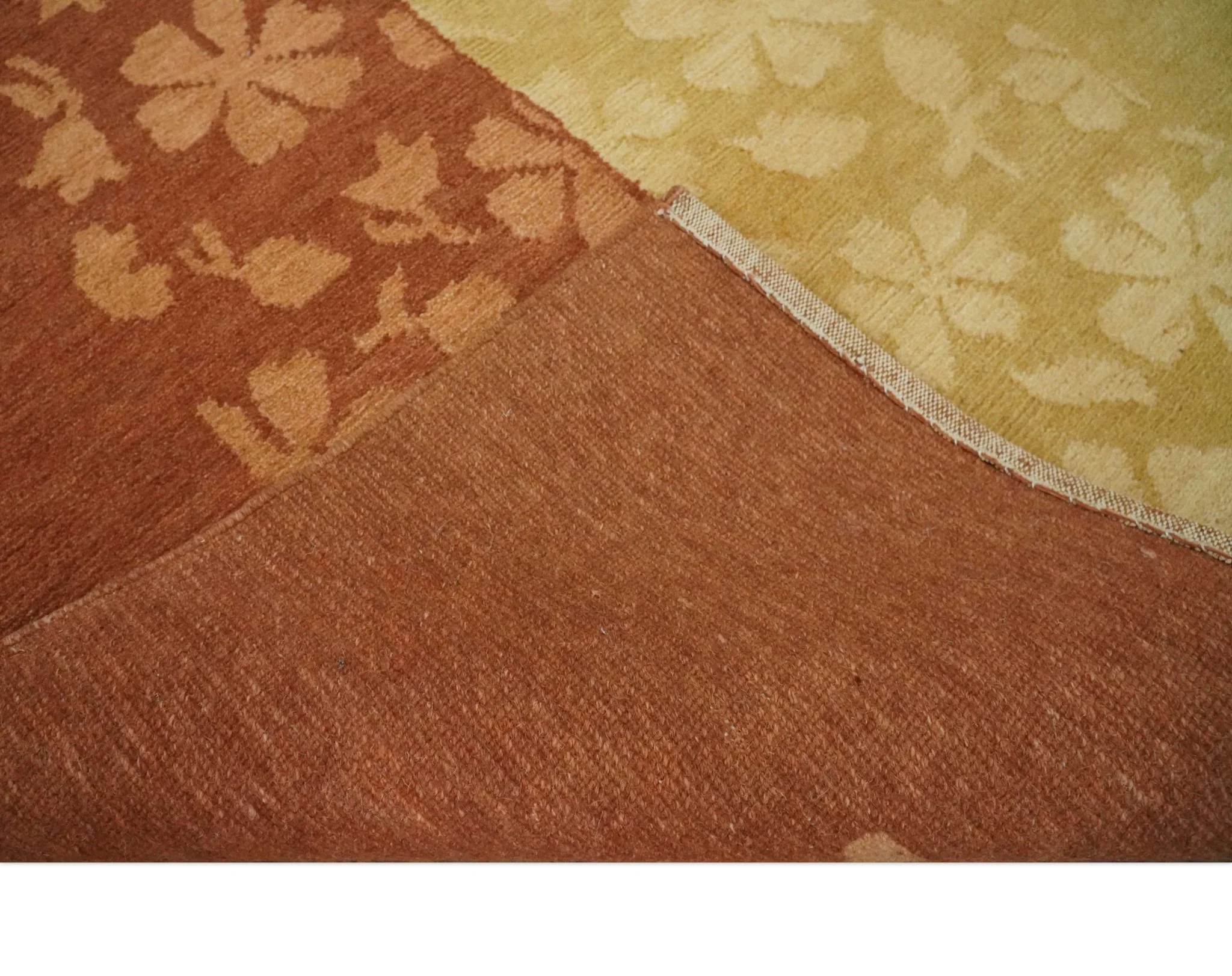 Traditional Floral Brown and Gold Hand knotted 4x6 wool Area Rug - Image 7