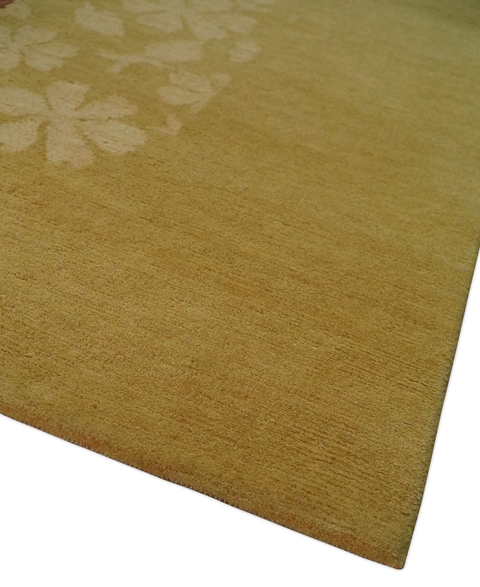 Traditional Floral Brown and Gold Hand knotted 4x6 wool Area Rug - Image 9