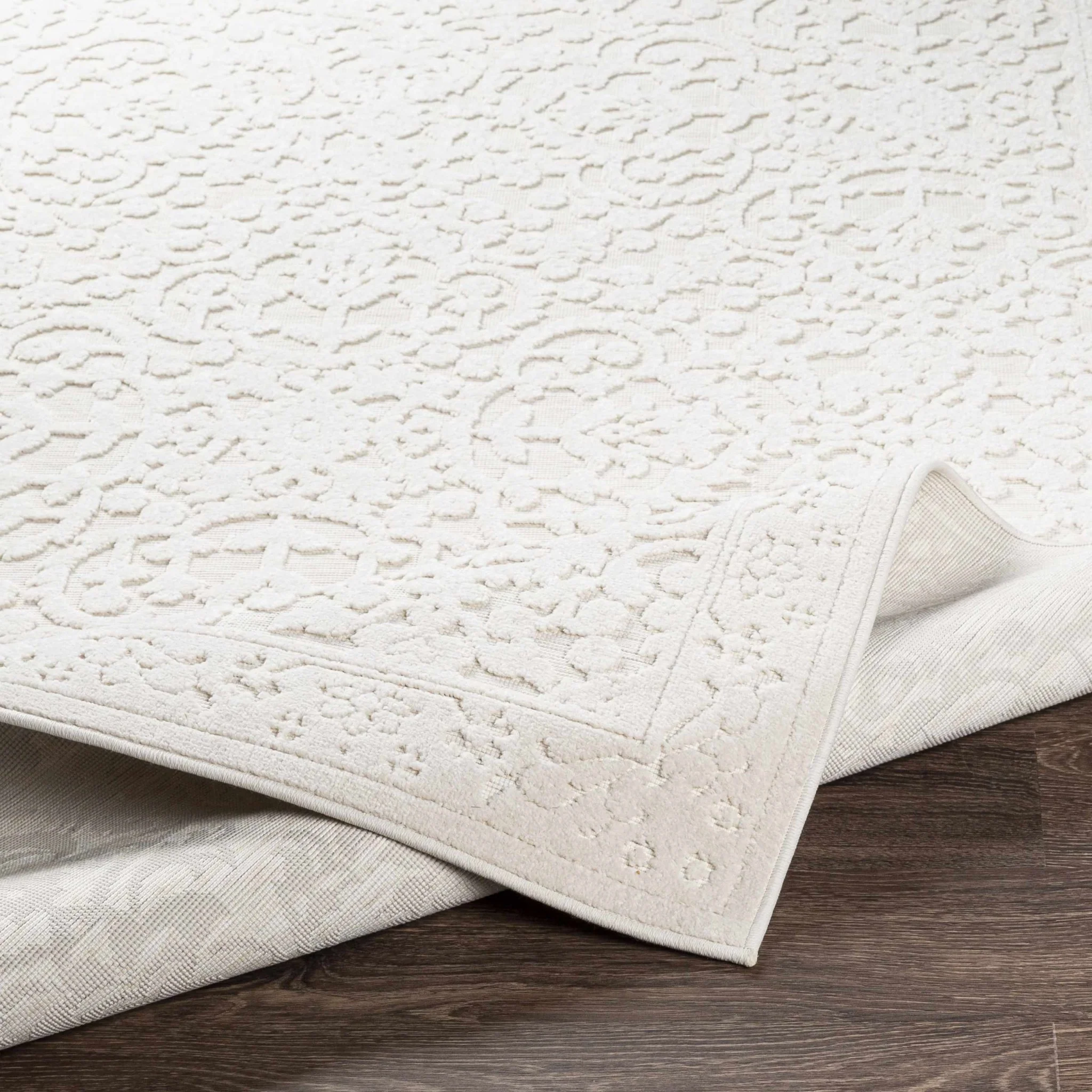 Premium style contemporary self Texture Ivory Outdoor Safe Area Rug - Image 7