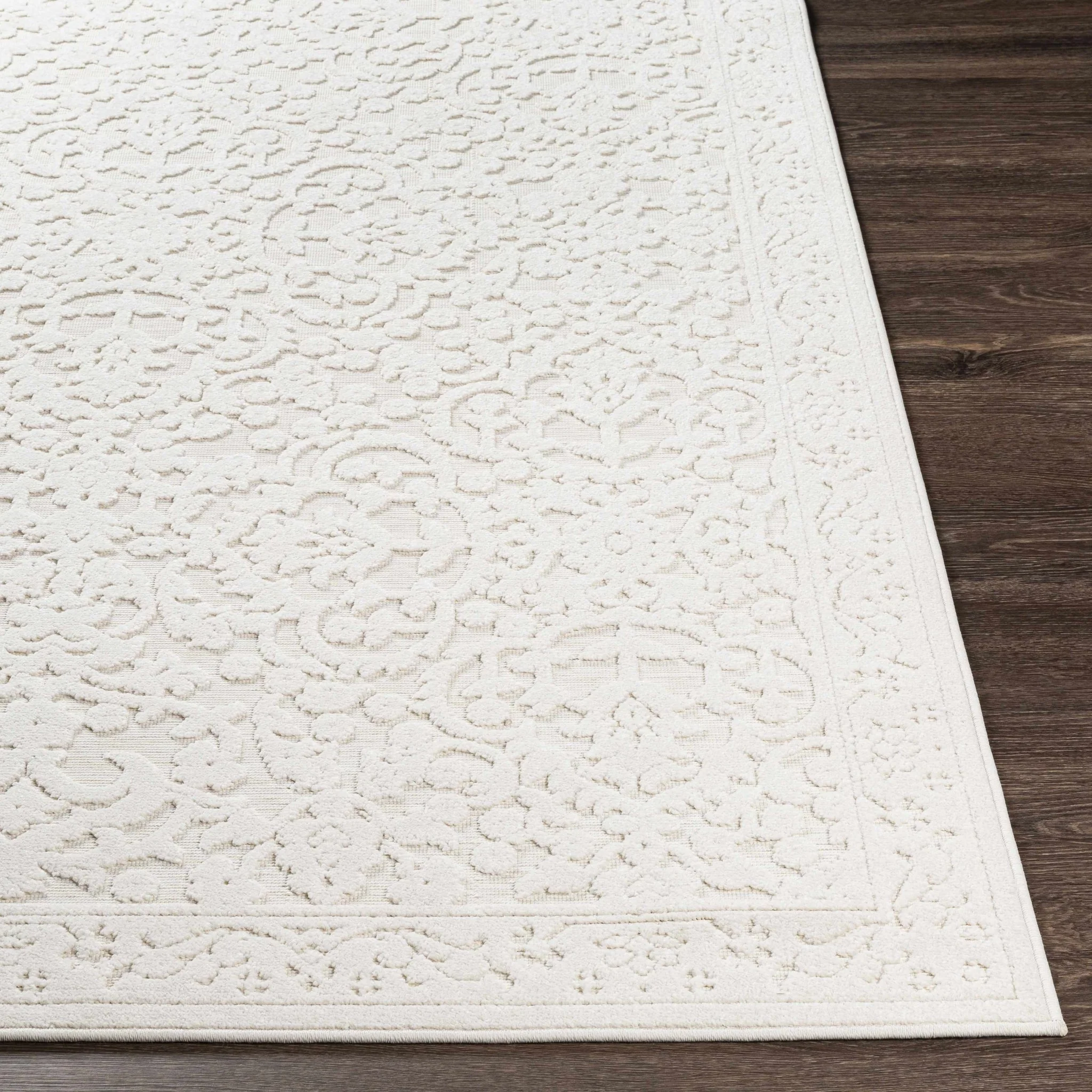 Premium style contemporary self Texture Ivory Outdoor Safe Area Rug - Image 9