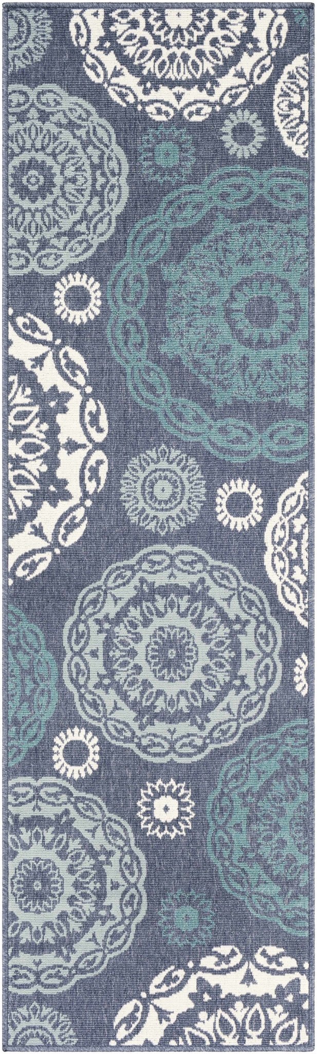 Contemporary Floral Design Charcoal, Teal. White, Blue Multi Size Area Rug - Image 11