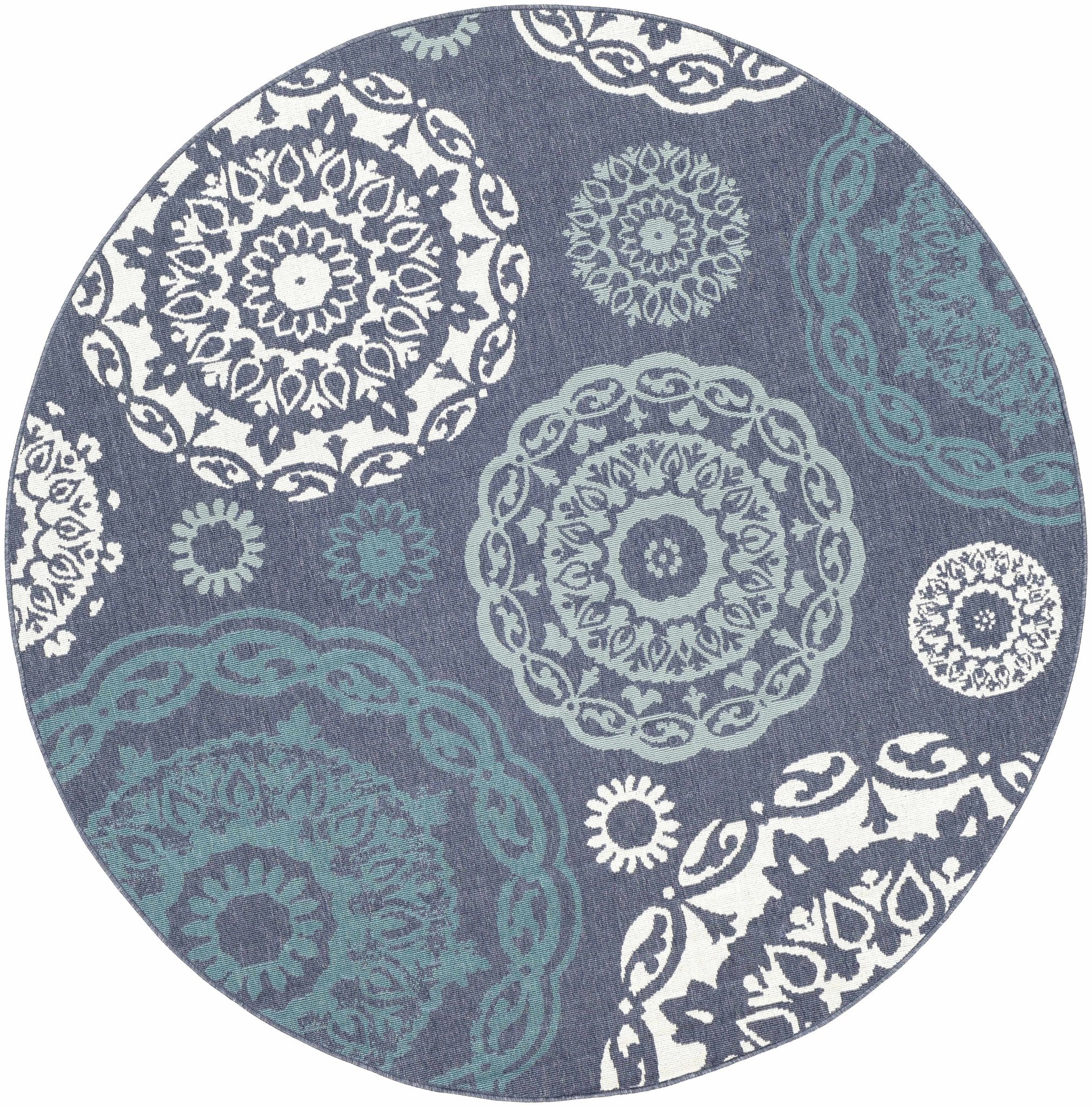Contemporary Floral Design Charcoal, Teal. White, Blue Multi Size Area Rug - Image 4