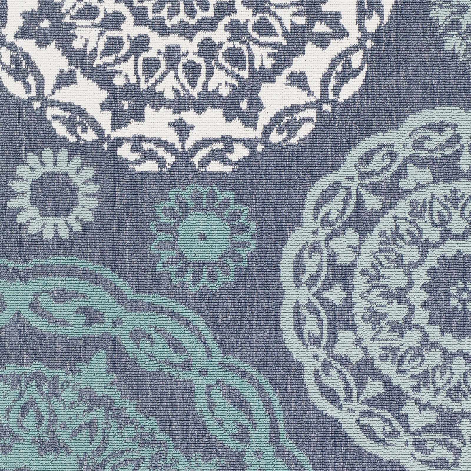Contemporary Floral Design Charcoal, Teal. White, Blue Multi Size Area Rug - Image 6