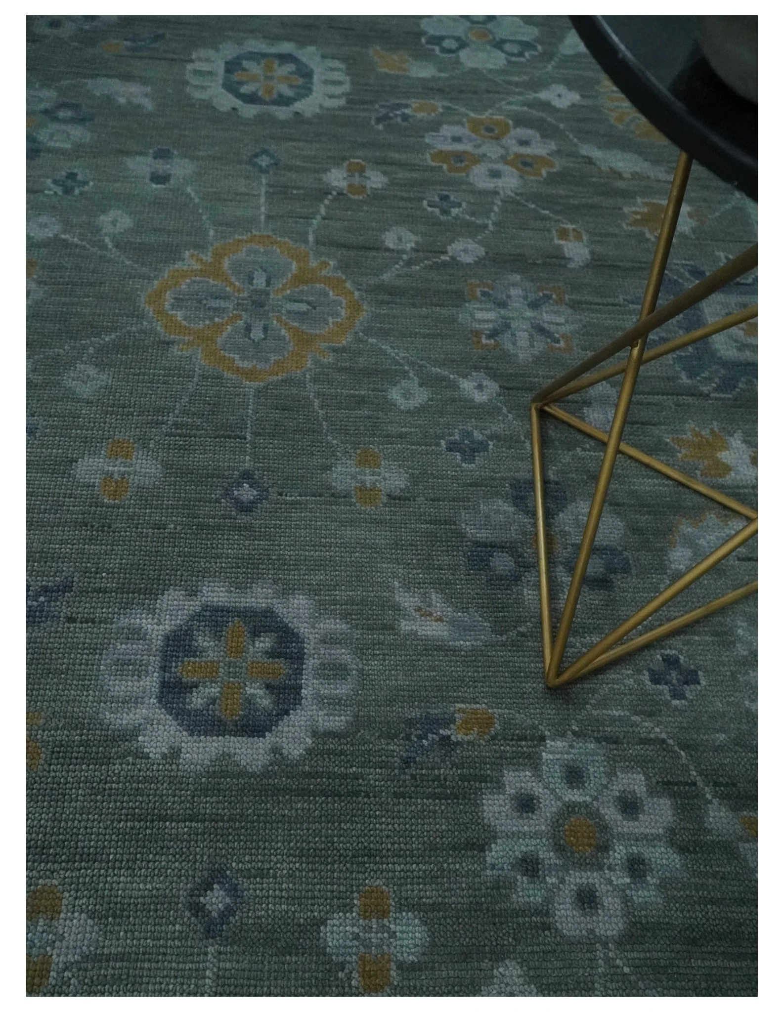Antique Finish Gray Hand knotted Traditional Oushak Custom Made wool Area Rug - Image 2