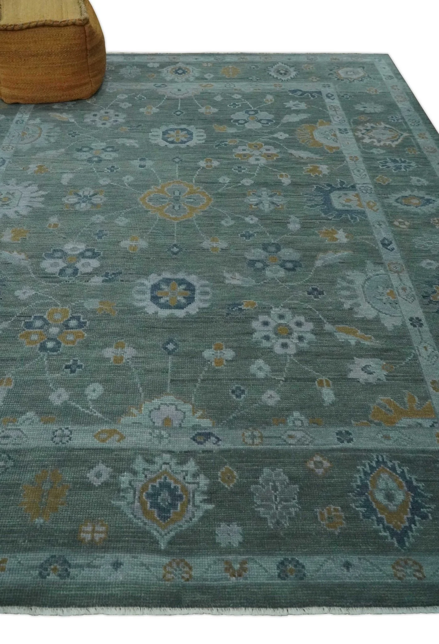 Antique Finish Gray Hand knotted Traditional Oushak Custom Made wool Area Rug - Image 3
