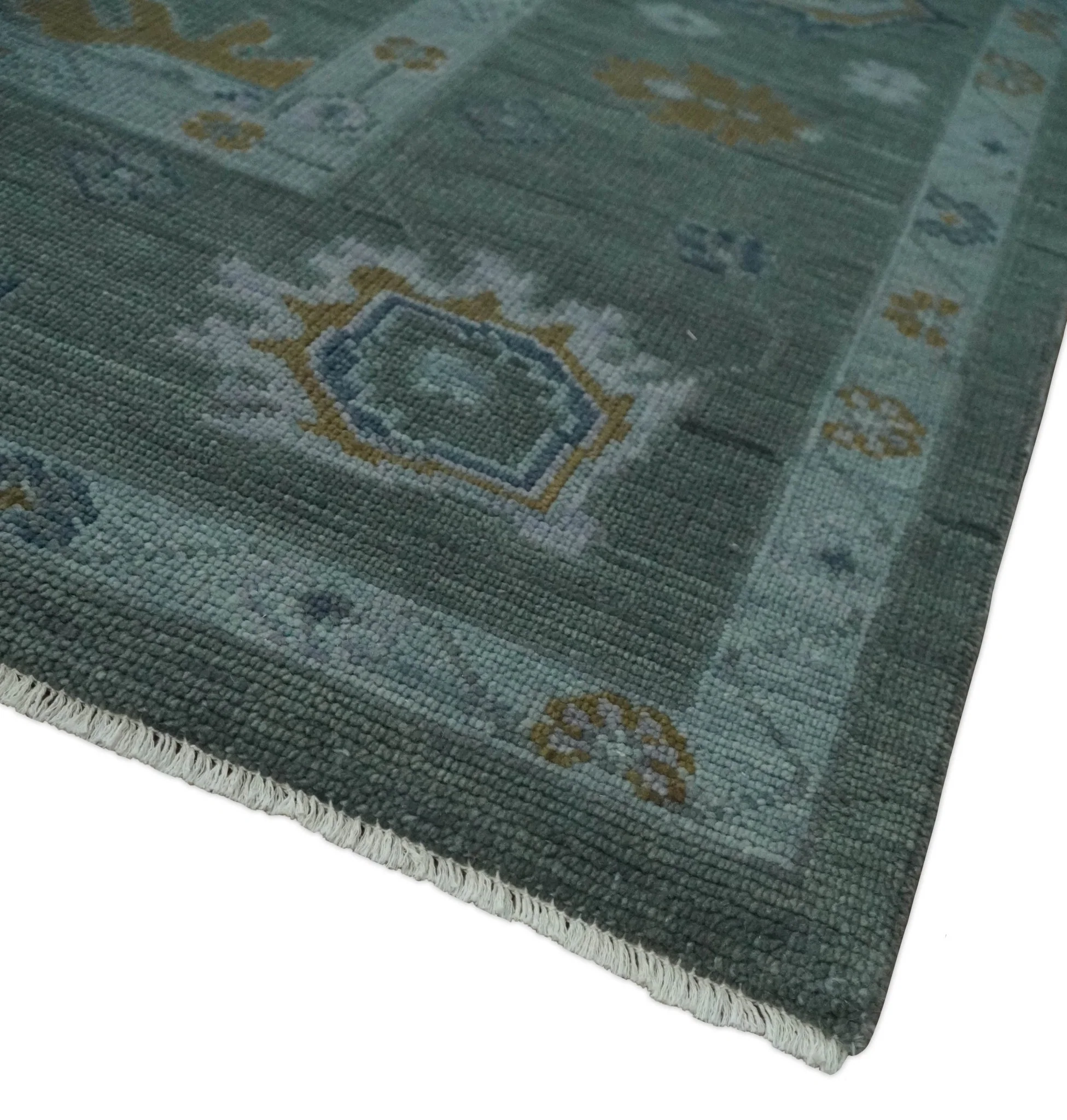 Antique Finish Gray Hand knotted Traditional Oushak Custom Made wool Area Rug - Image 5