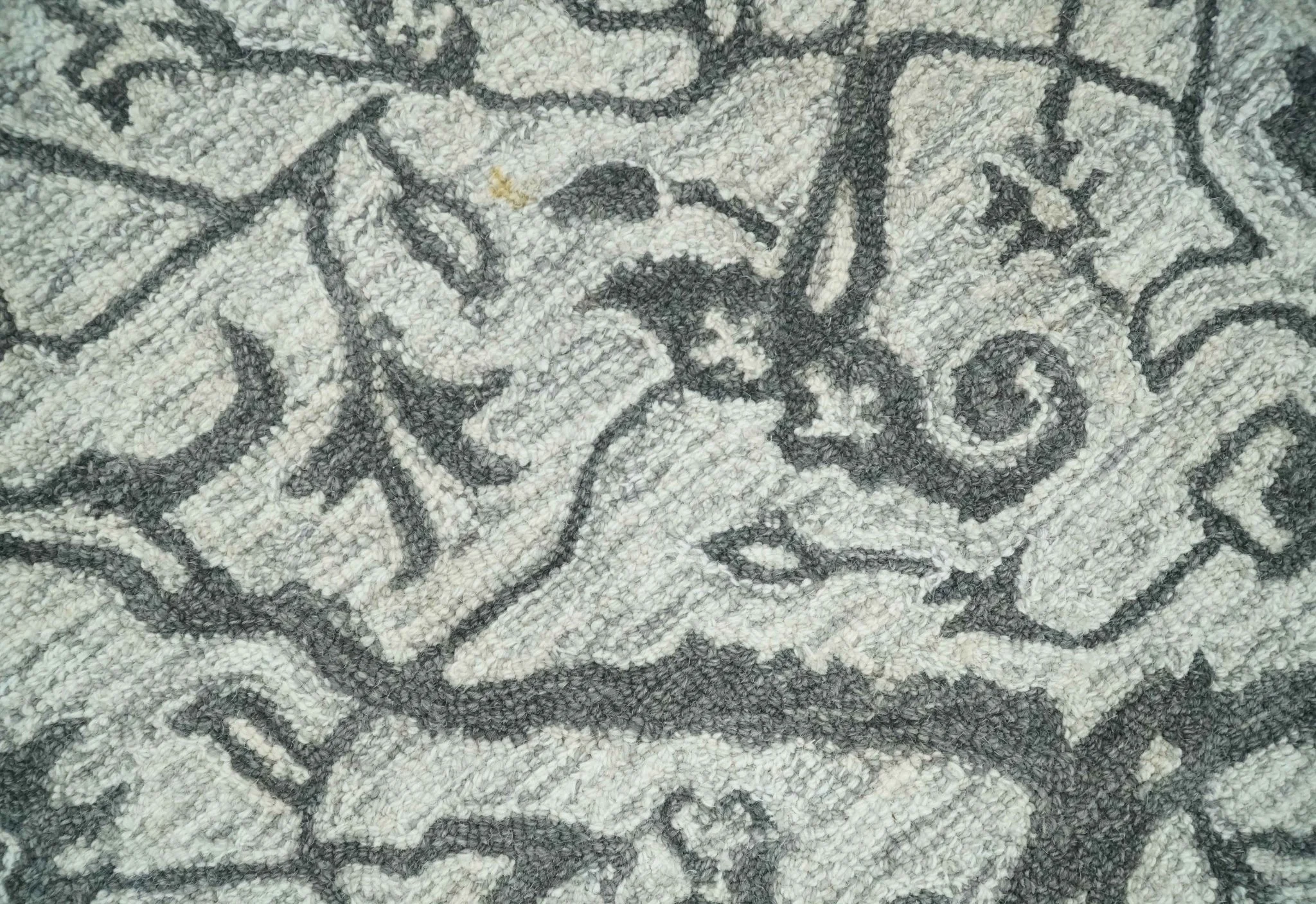 Floral Ivory and Charcoal Wool Hand Woven Layering Multi Size Area Rug - Image 3