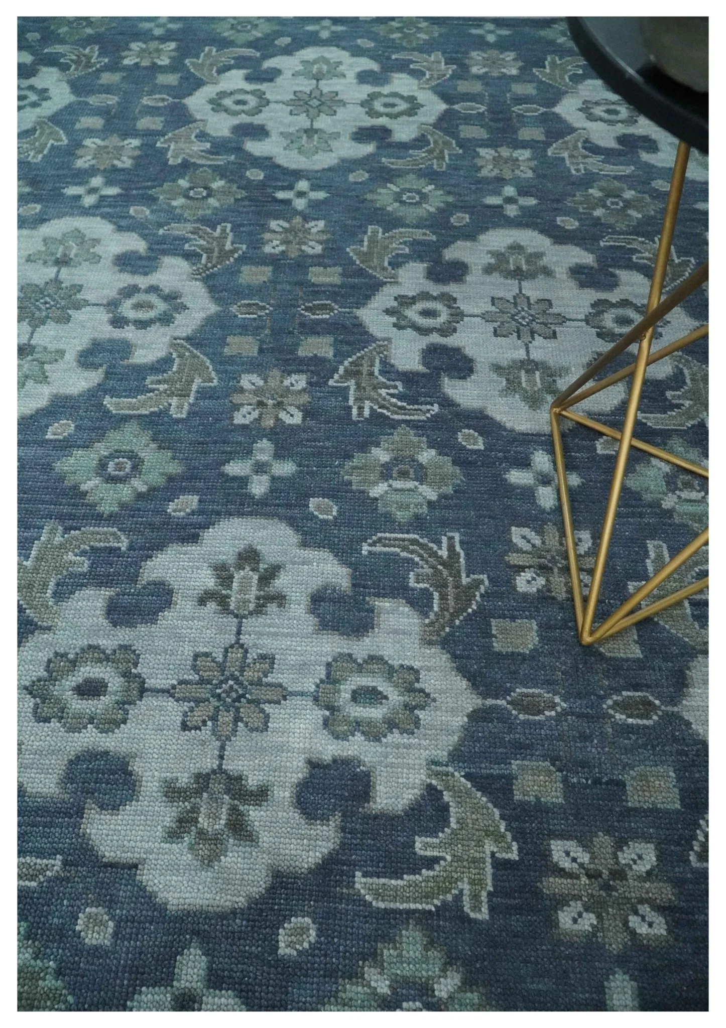 Custom Made Traditional Design Blue, Silver and Gray Hand knotted wool Area Rug - Image 2