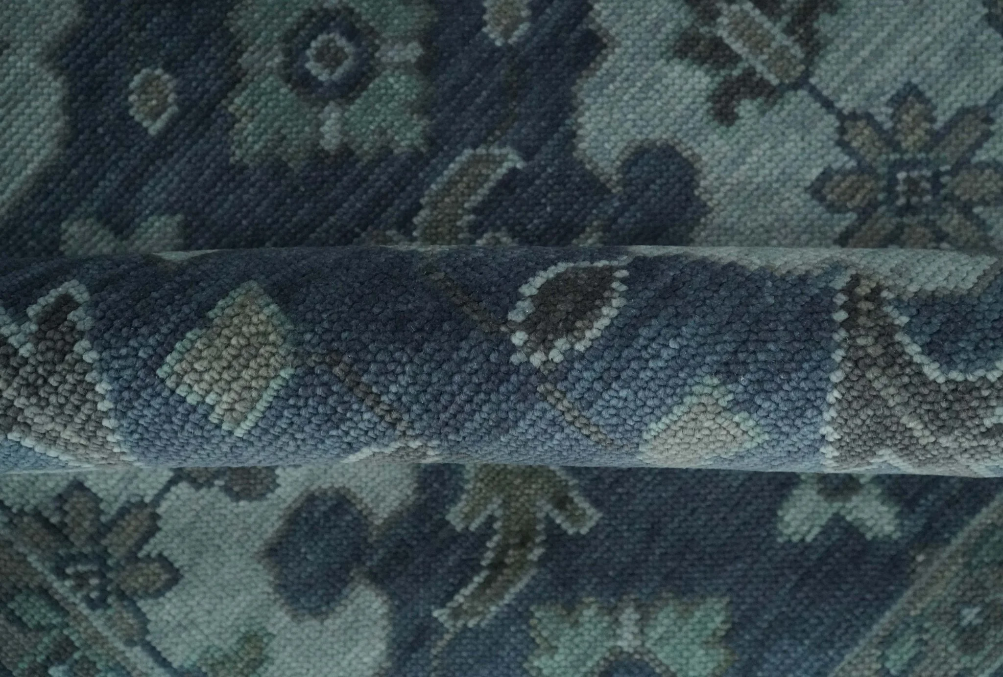 Custom Made Traditional Design Blue, Silver and Gray Hand knotted wool Area Rug - Image 6
