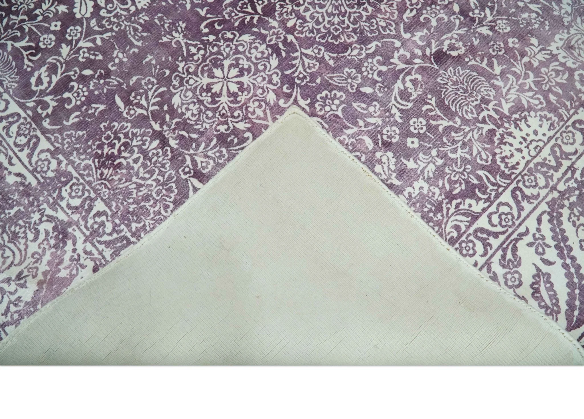 Premium Floral Medallion Purple and Ivory 5.6x7.9 Viscose Area Rug - Image 8