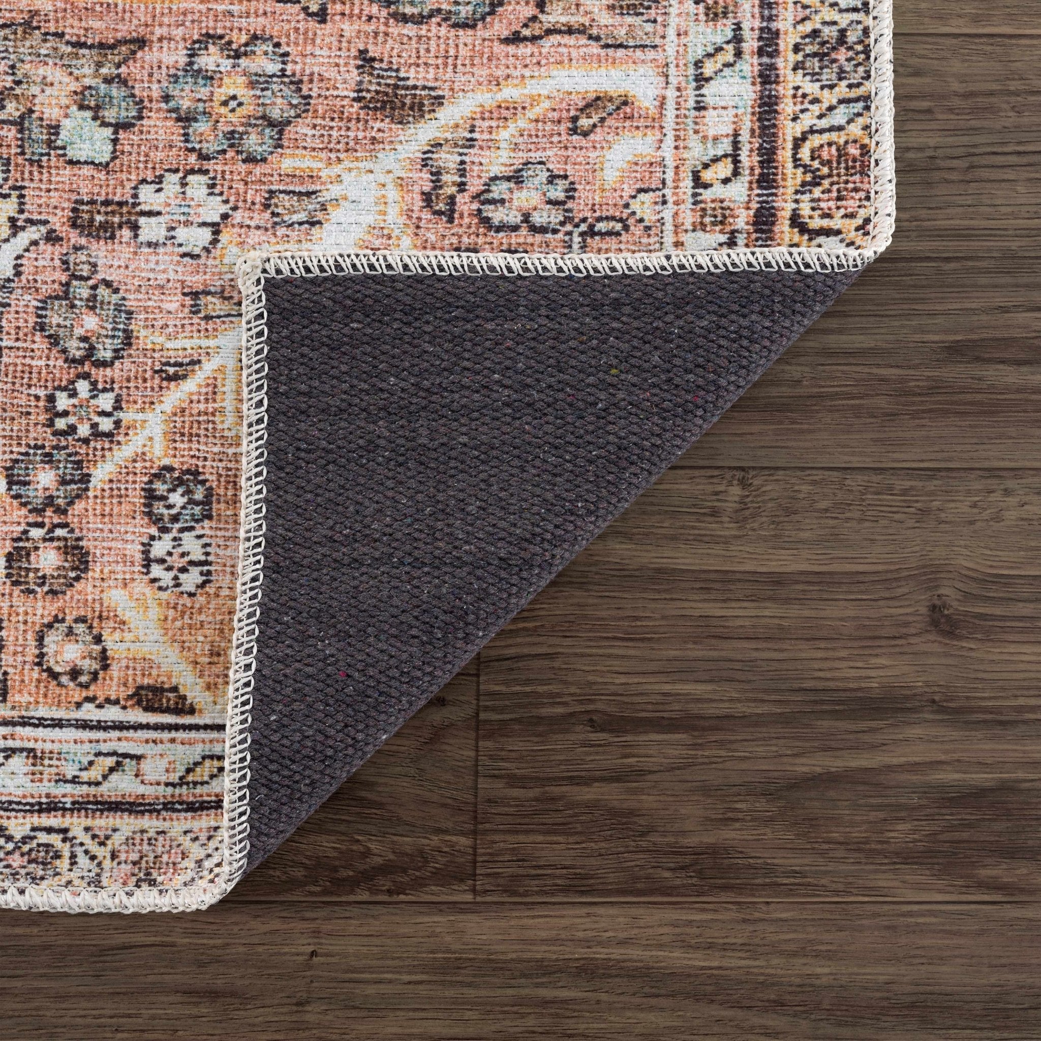 Traditional Vintage Turkish Design Peach, Ivory and Brown Low pile  Area Rug - Image 6