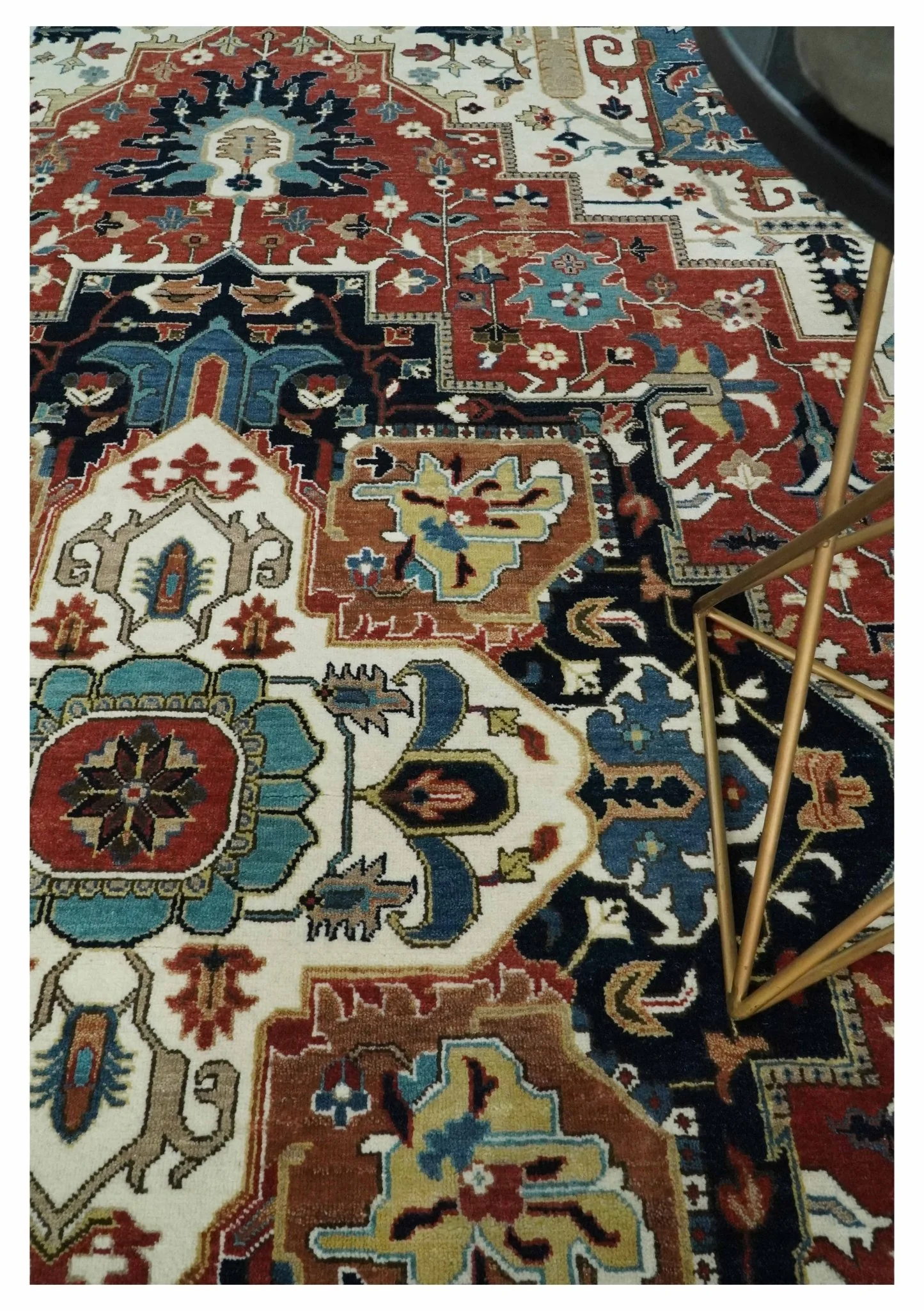 9x12  Traditional Fine Premium Ivory, Black and Brown Hand knotted wool Area Rug - Image 2