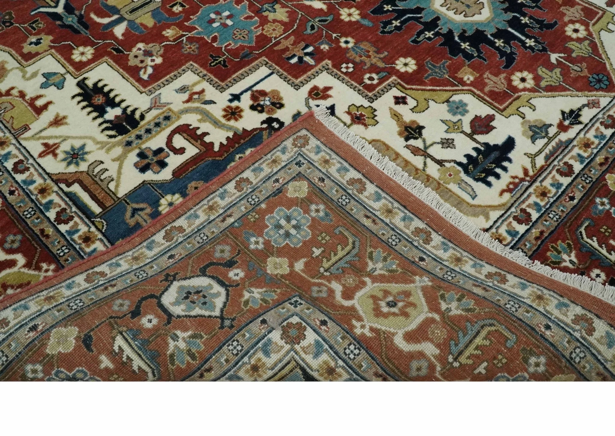 9x12  Traditional Fine Premium Ivory, Black and Brown Hand knotted wool Area Rug - Image 7