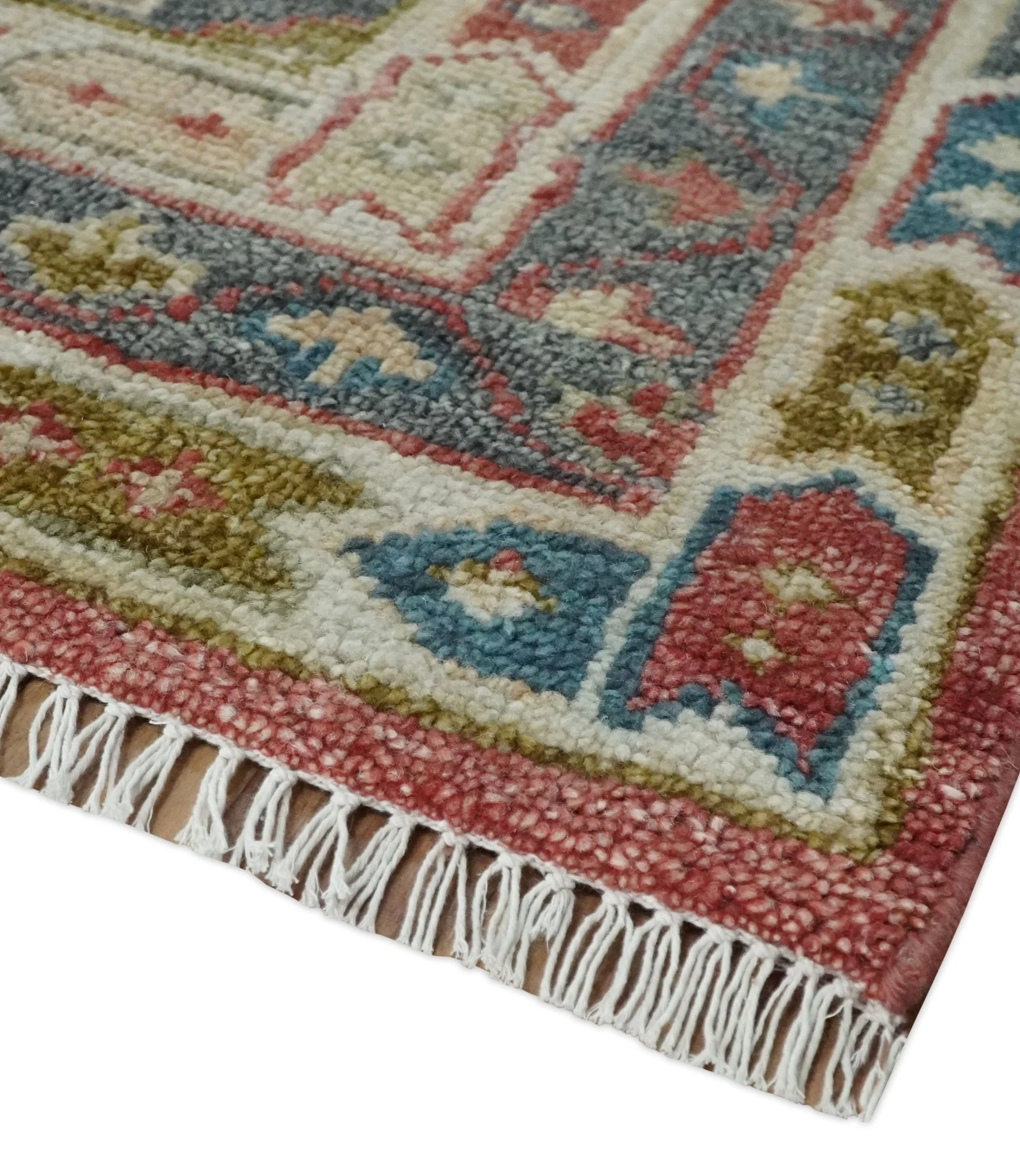 Traditional Floral Rust, Charcoal and Ivory Hand knotted 8x10 wool Area Rug - Image 5