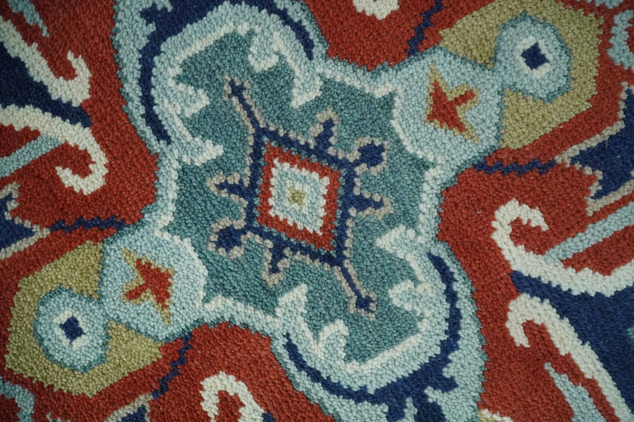 Traditional Heriz Brown, Blue and Gray Hand Knotted Custom Made Wool Area Rug - Image 5