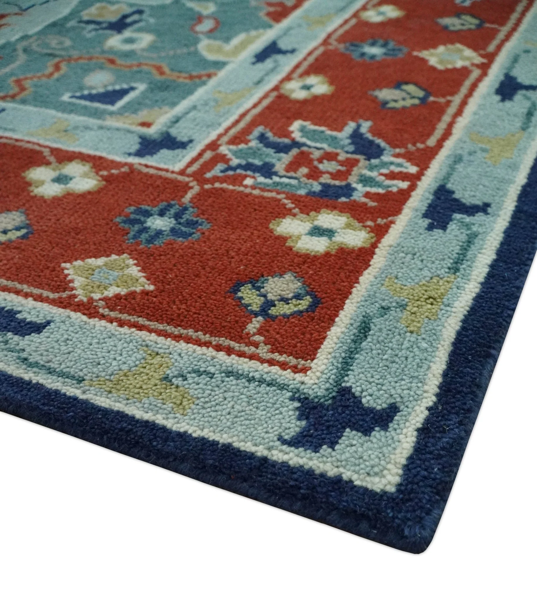 Traditional Heriz Brown, Blue and Gray Hand Knotted Custom Made Wool Area Rug - Image 6
