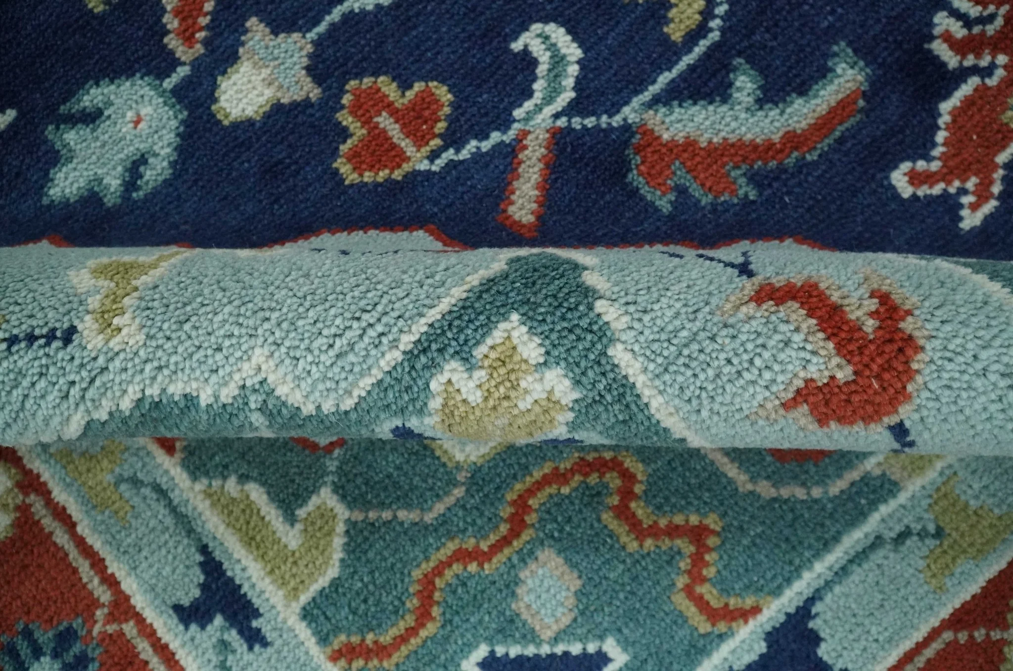 Traditional Heriz Brown, Blue and Gray Hand Knotted Custom Made Wool Area Rug - Image 7