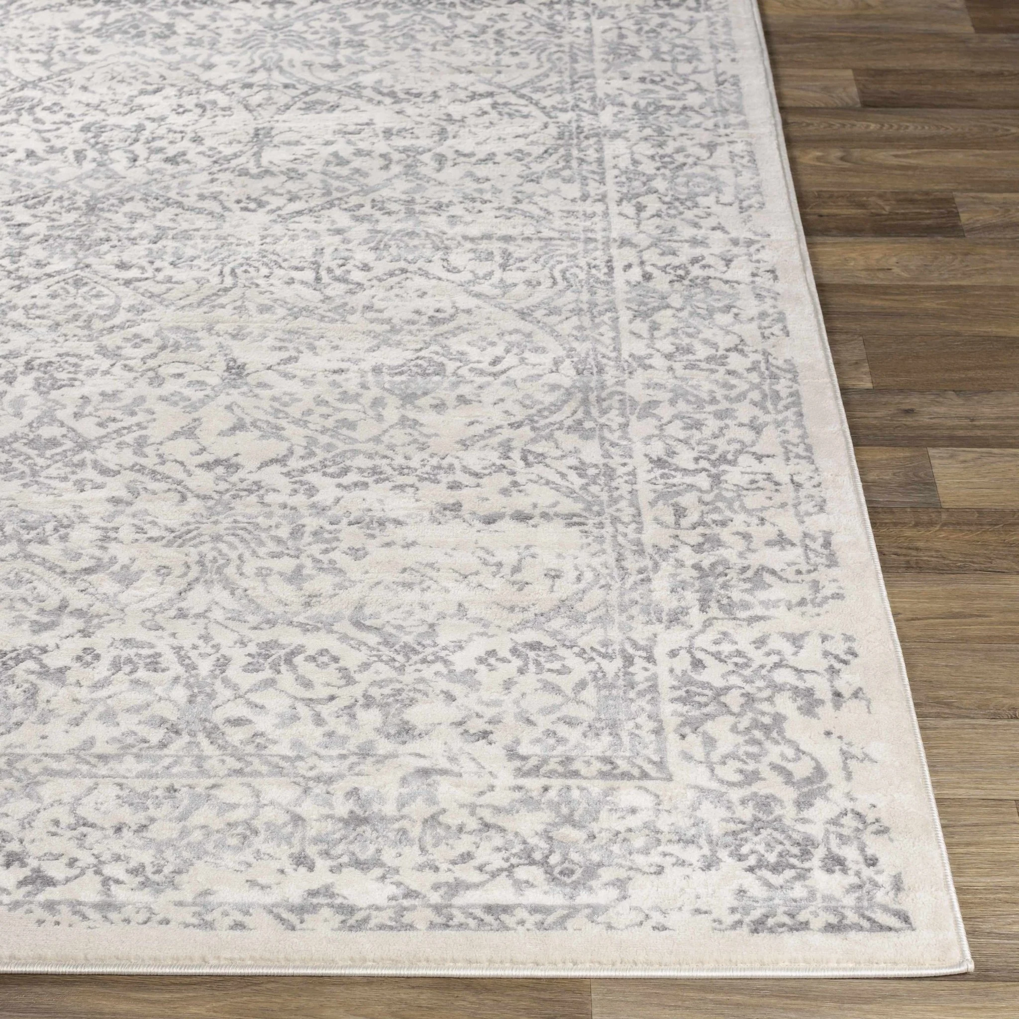 Premium style Traditional Ikat Design Ivory, Beige and Charcoal Area Rug - Image 5